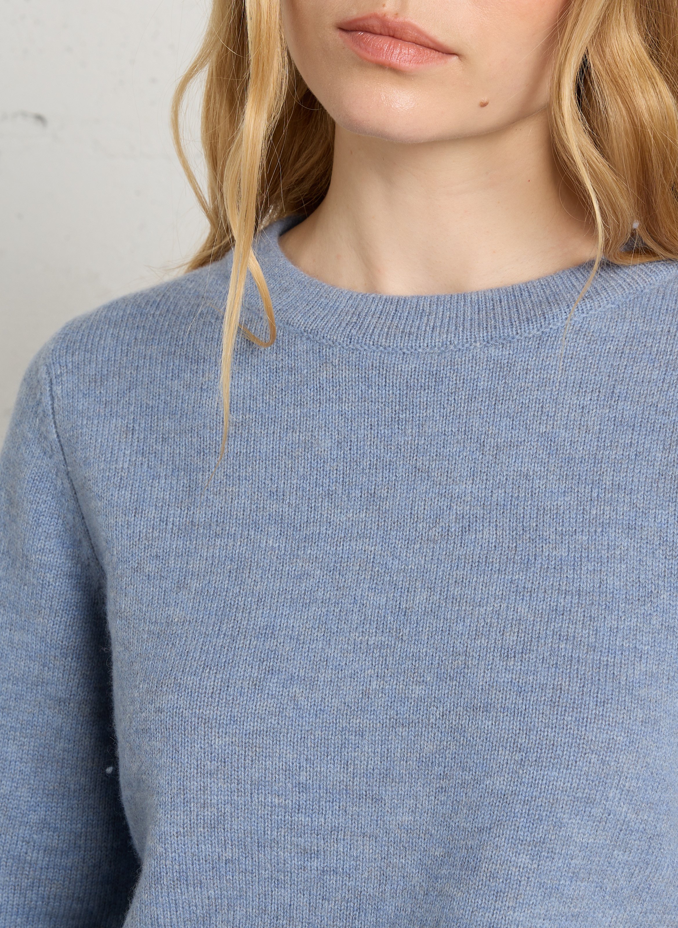 Pull col rond en laine BERENICE Bleu