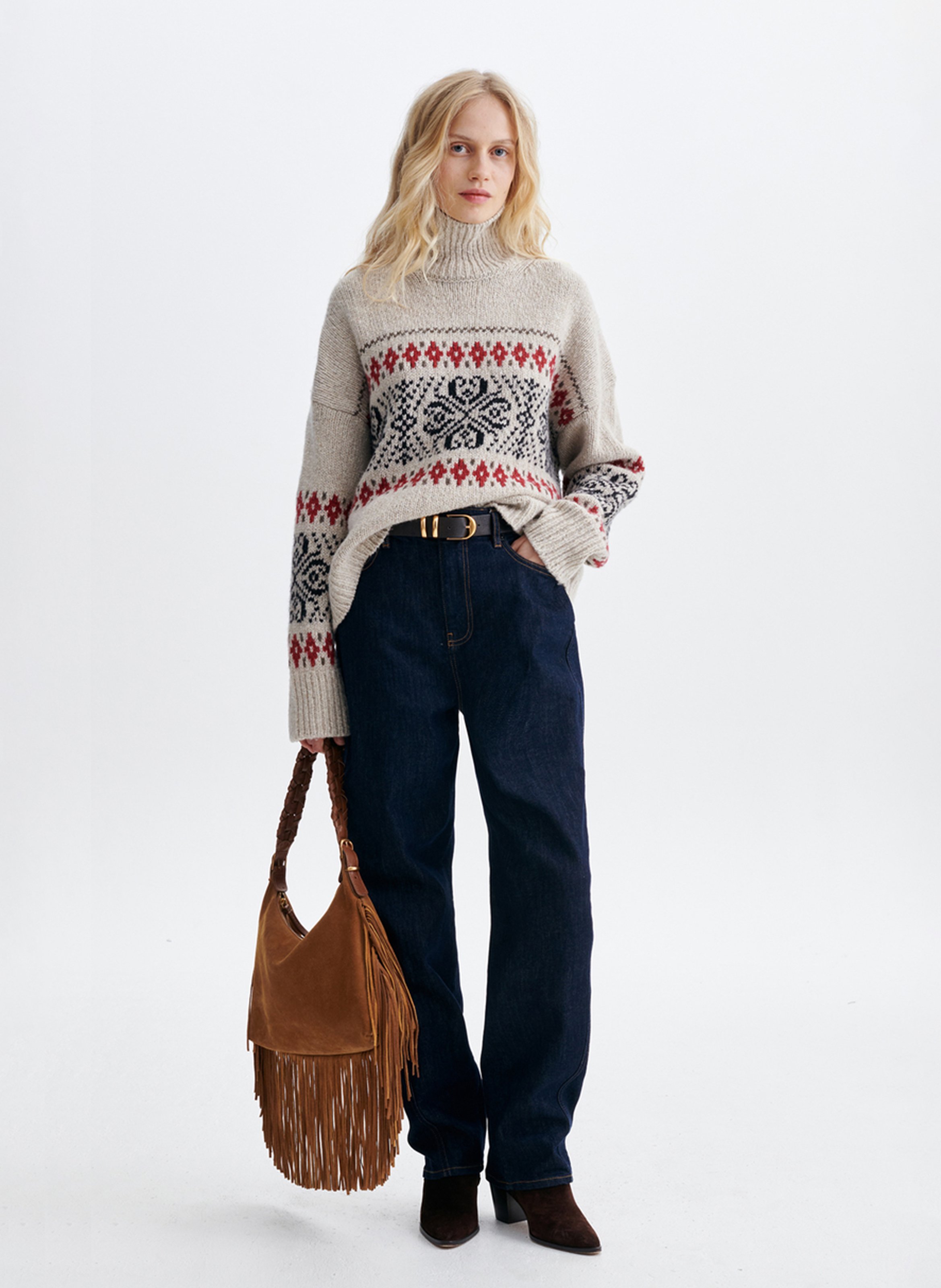 Pullover aus Wollmix mit Stehkragen und Print VANESSA BRUNO Gelb