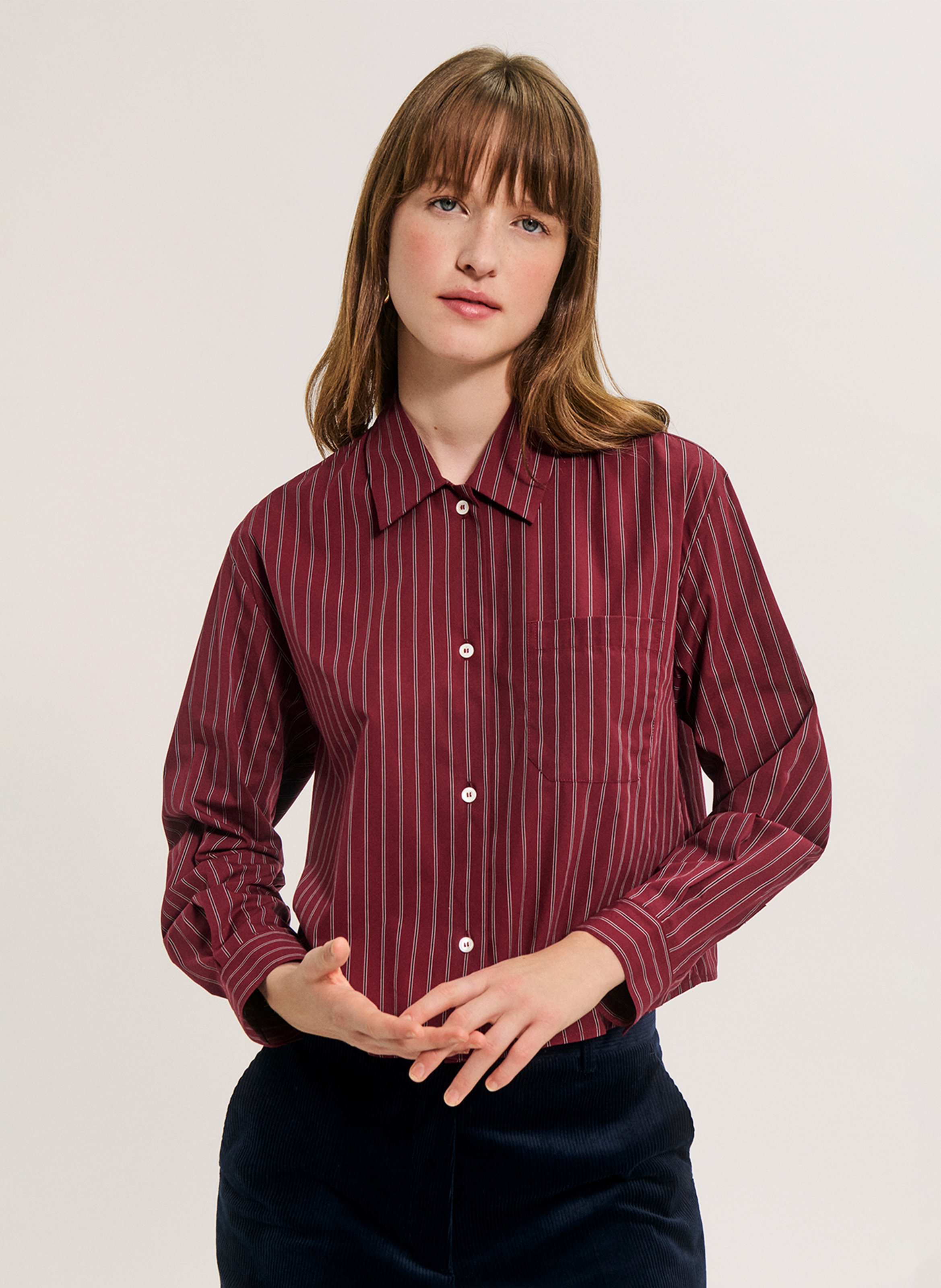 Chemise droite en coton PABLO Rouge