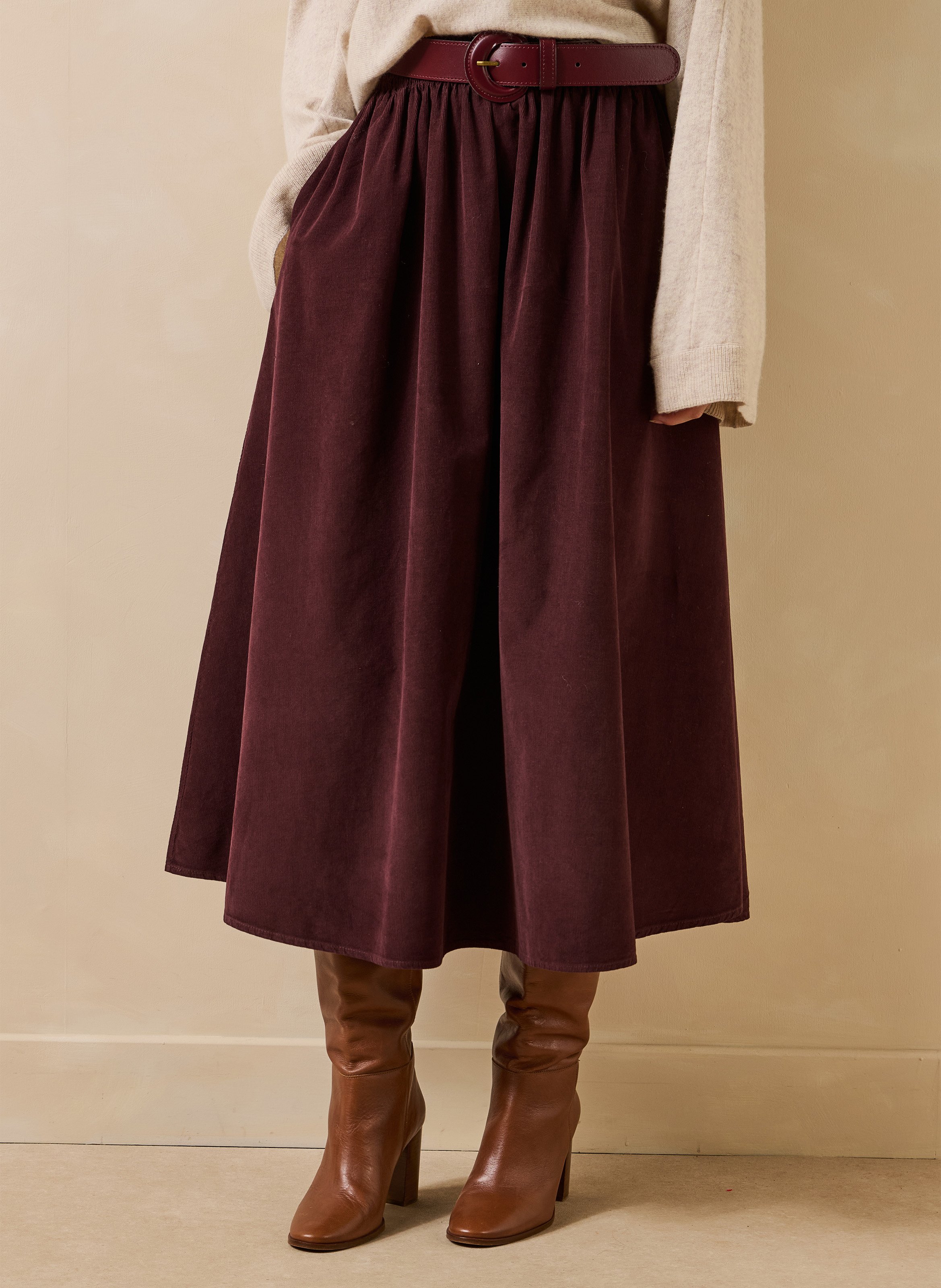Flared midi cotton skirt LA FEE MARABOUTEE Red