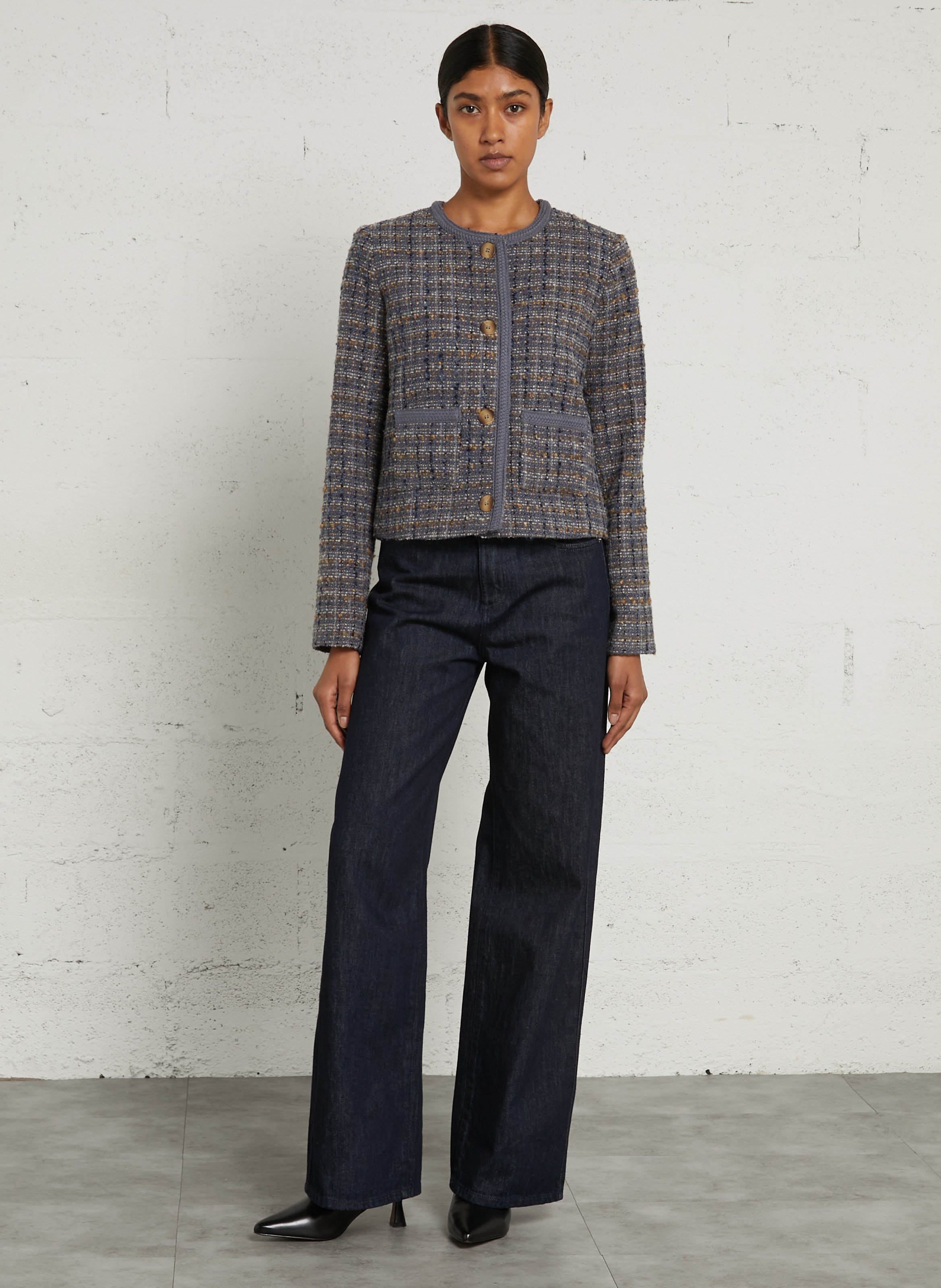 Rechte jas met tweedlook SUD EXPRESS Blauw