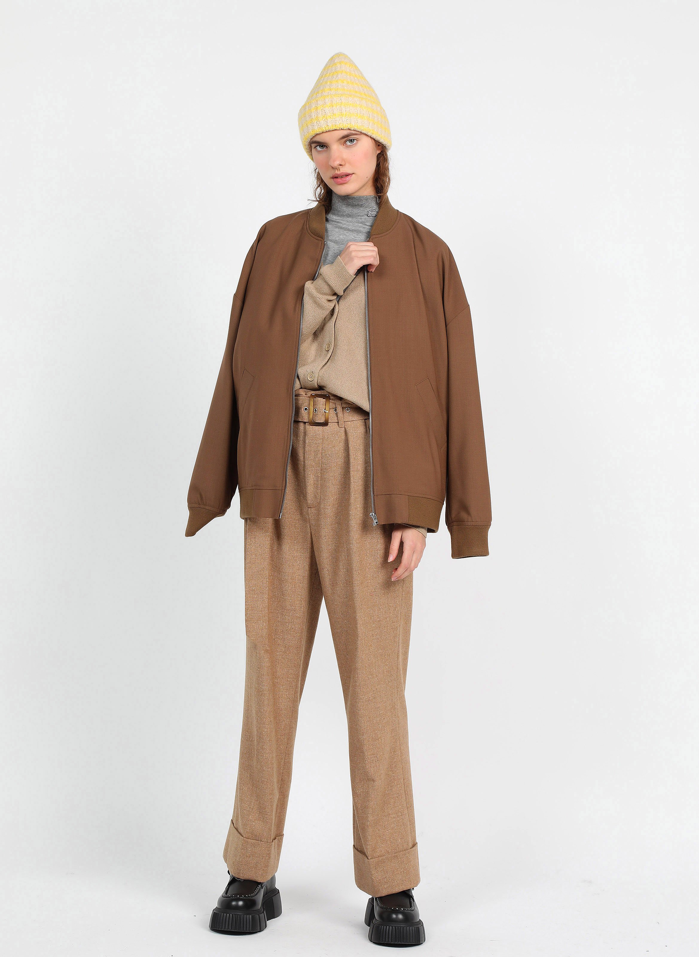 Oversized Woolblend Bomber Jacket Golden Wood Closed Women Place