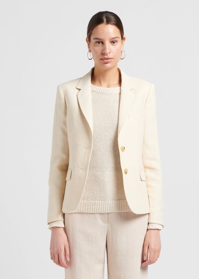 Cotton And Linen Jacket With Tailored Collar Ecru Gerard Darel - Women ...