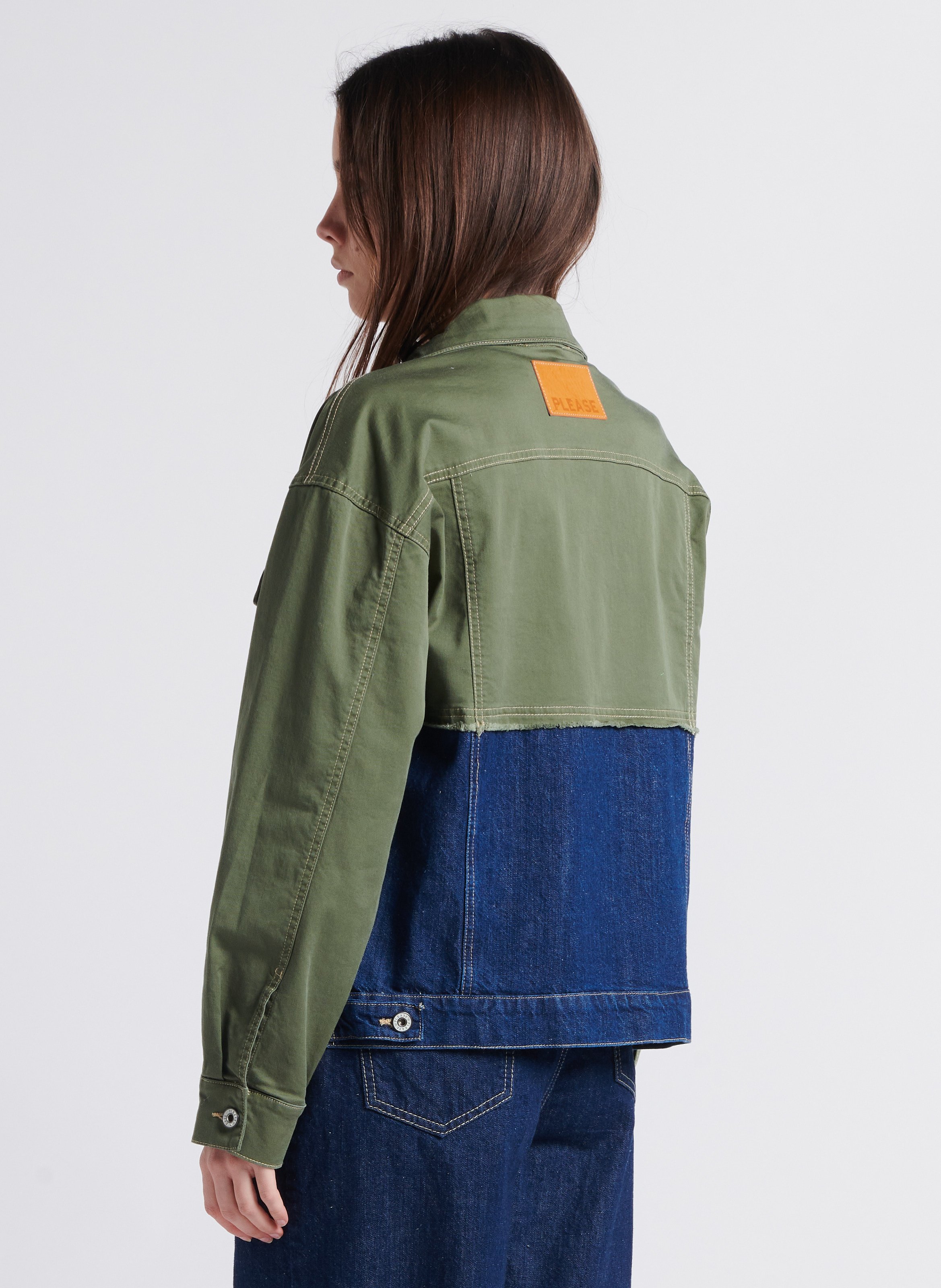 Straight-cut jacket with classic collar PLEASE Green