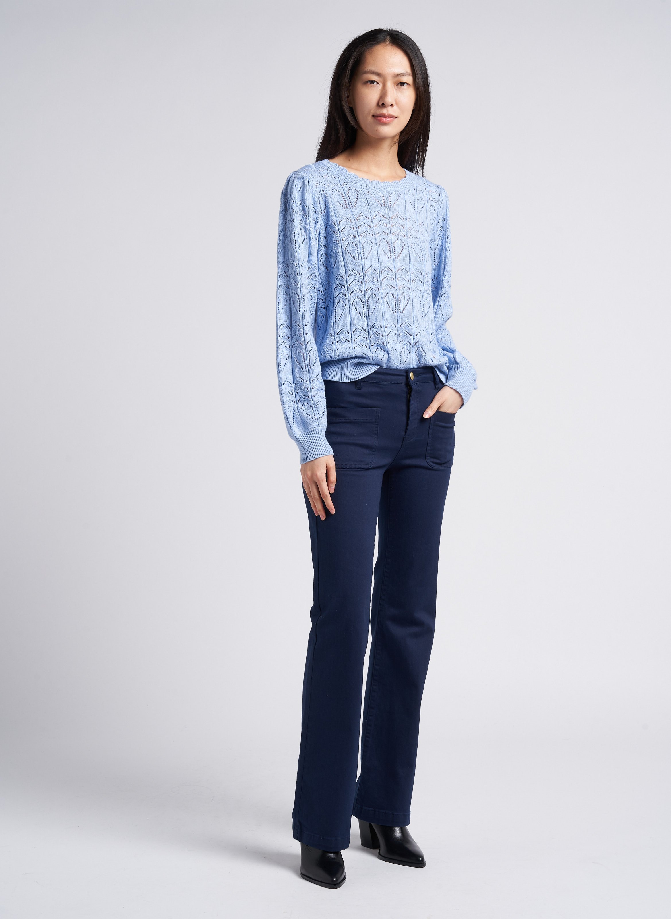 Pull col bateau en coton mélangé LA PETITE ETOILE Bleu