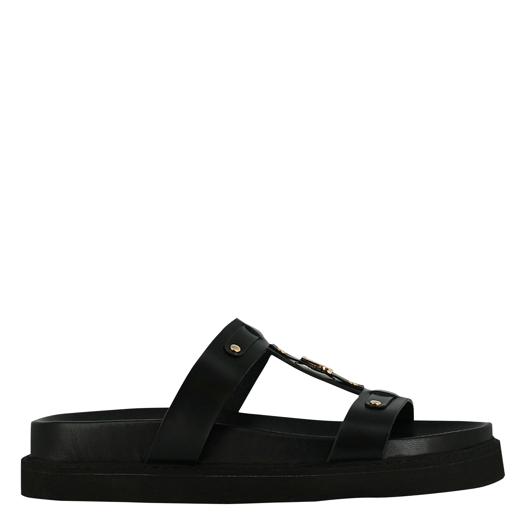 Gladde, leren, platte sandalen JONAK Zwart