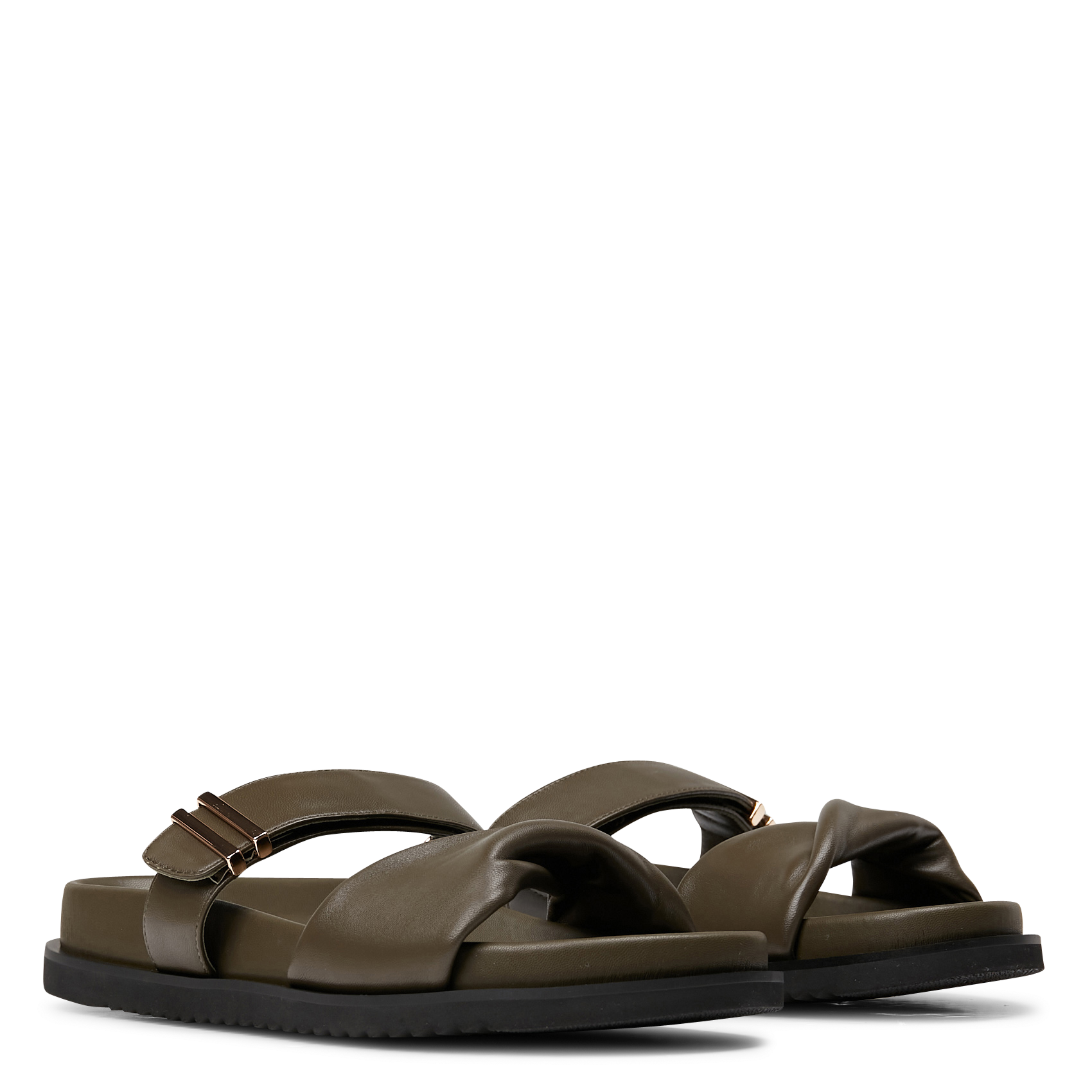 Mules plates en cuir d&#039;agneau  MI/MAI Kaki