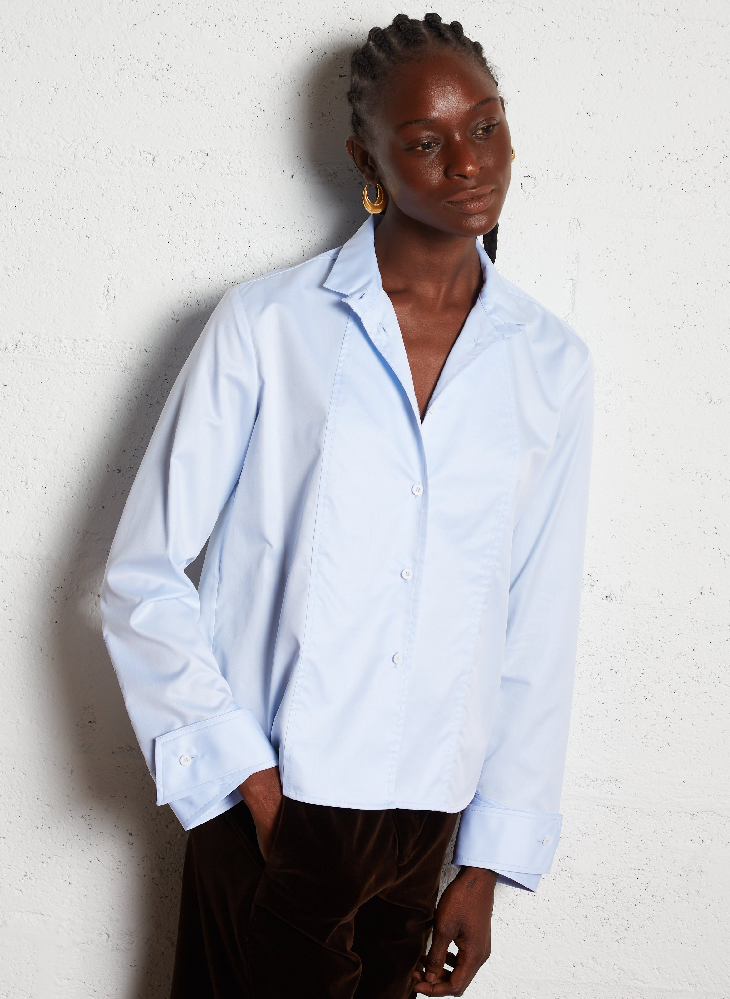 Chemise col classique en coton MARGAUX LONNBERG Bleu