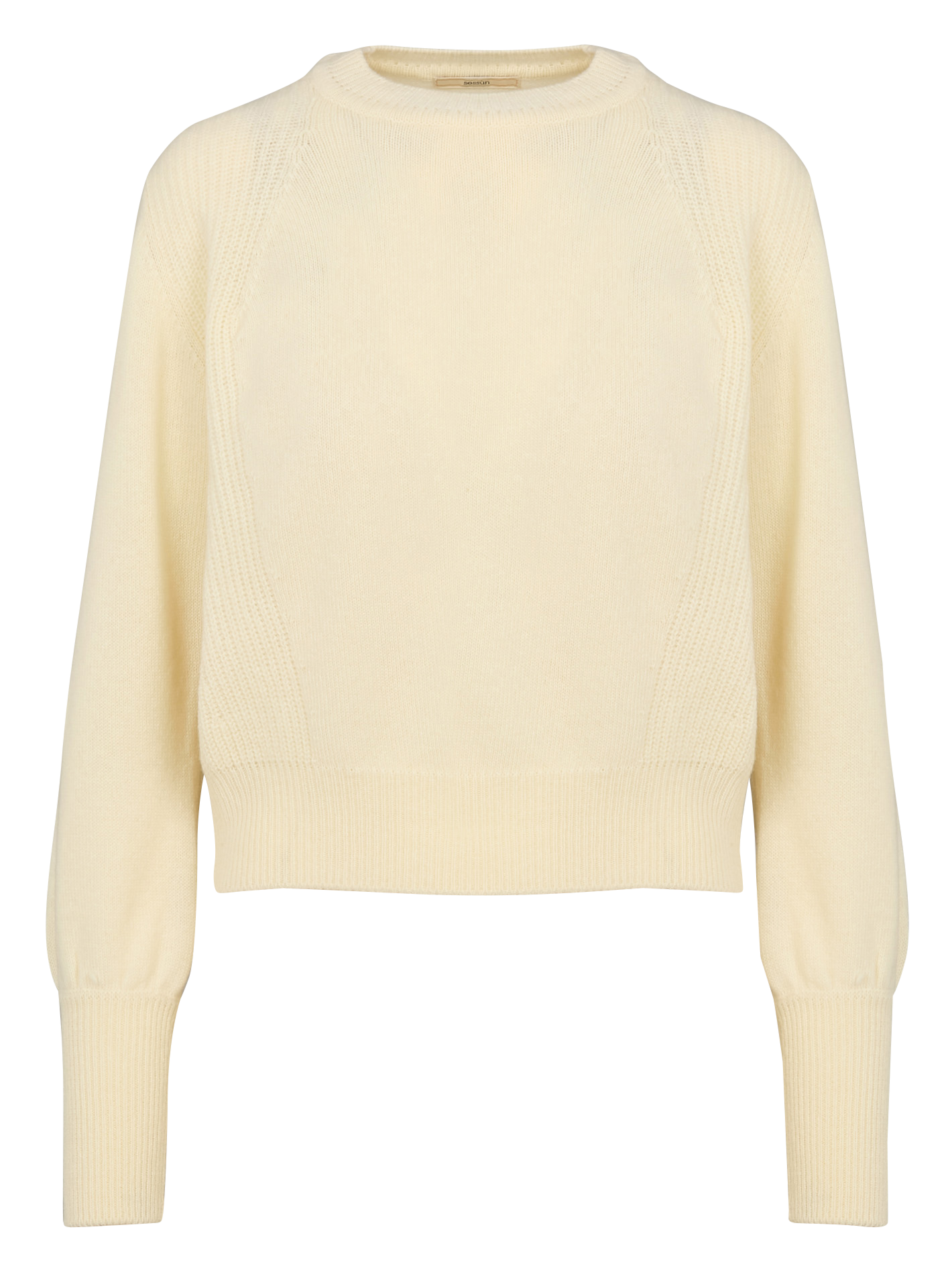 Pull col rond droit en laine SESSUN Beige