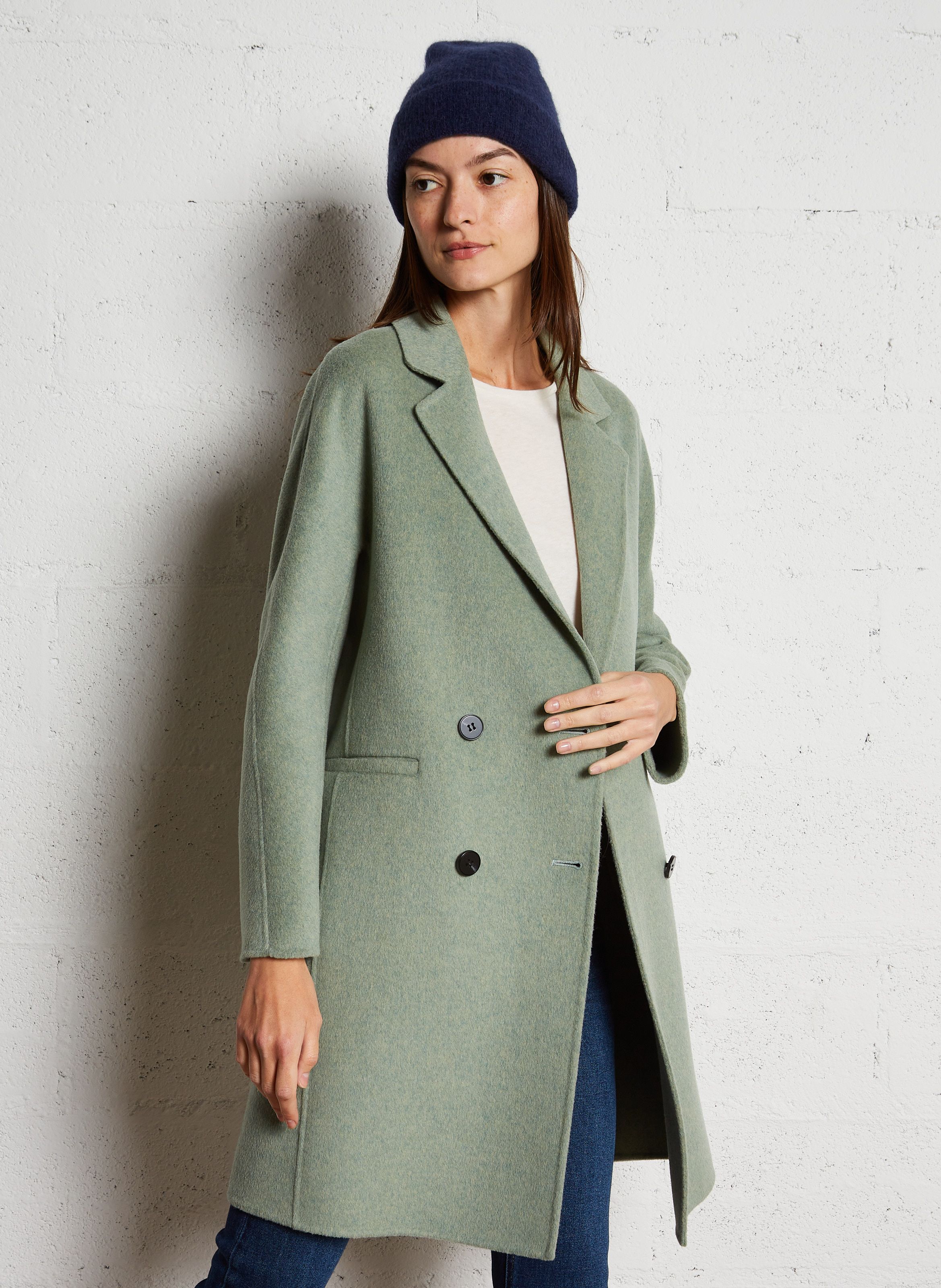 Manteau fashion vert laine