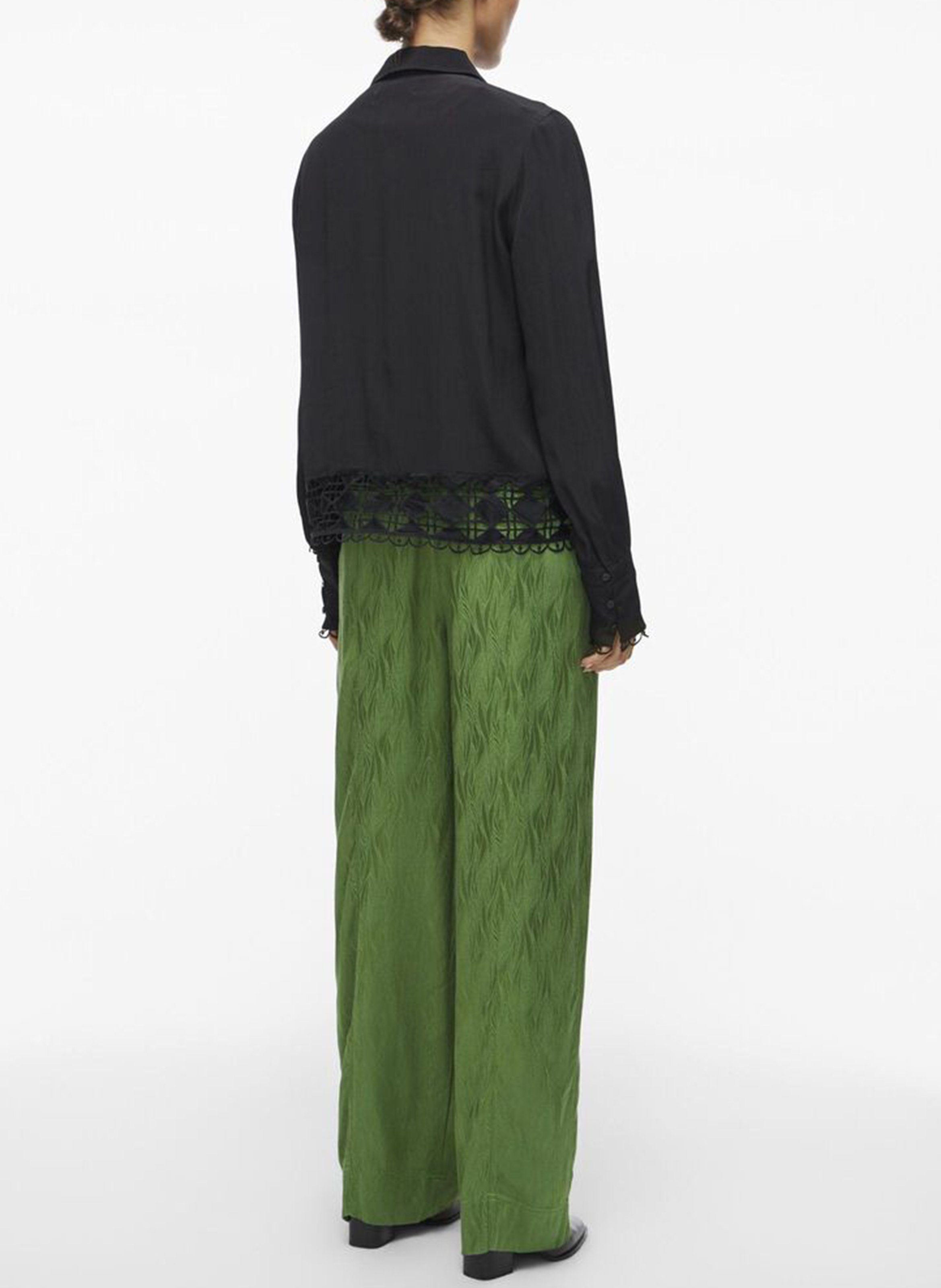 Straight jacquard printed pants ROUGE EDIT Green
