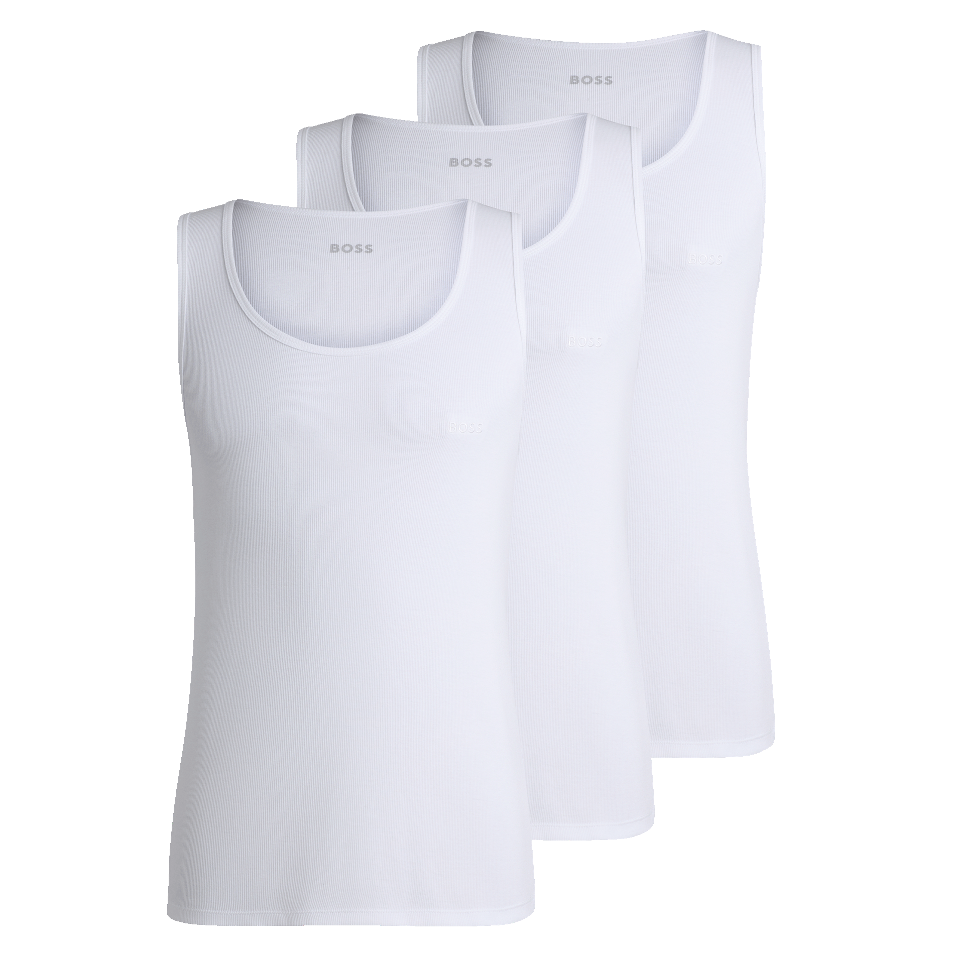 Set of three cotton tank tops BOSS White