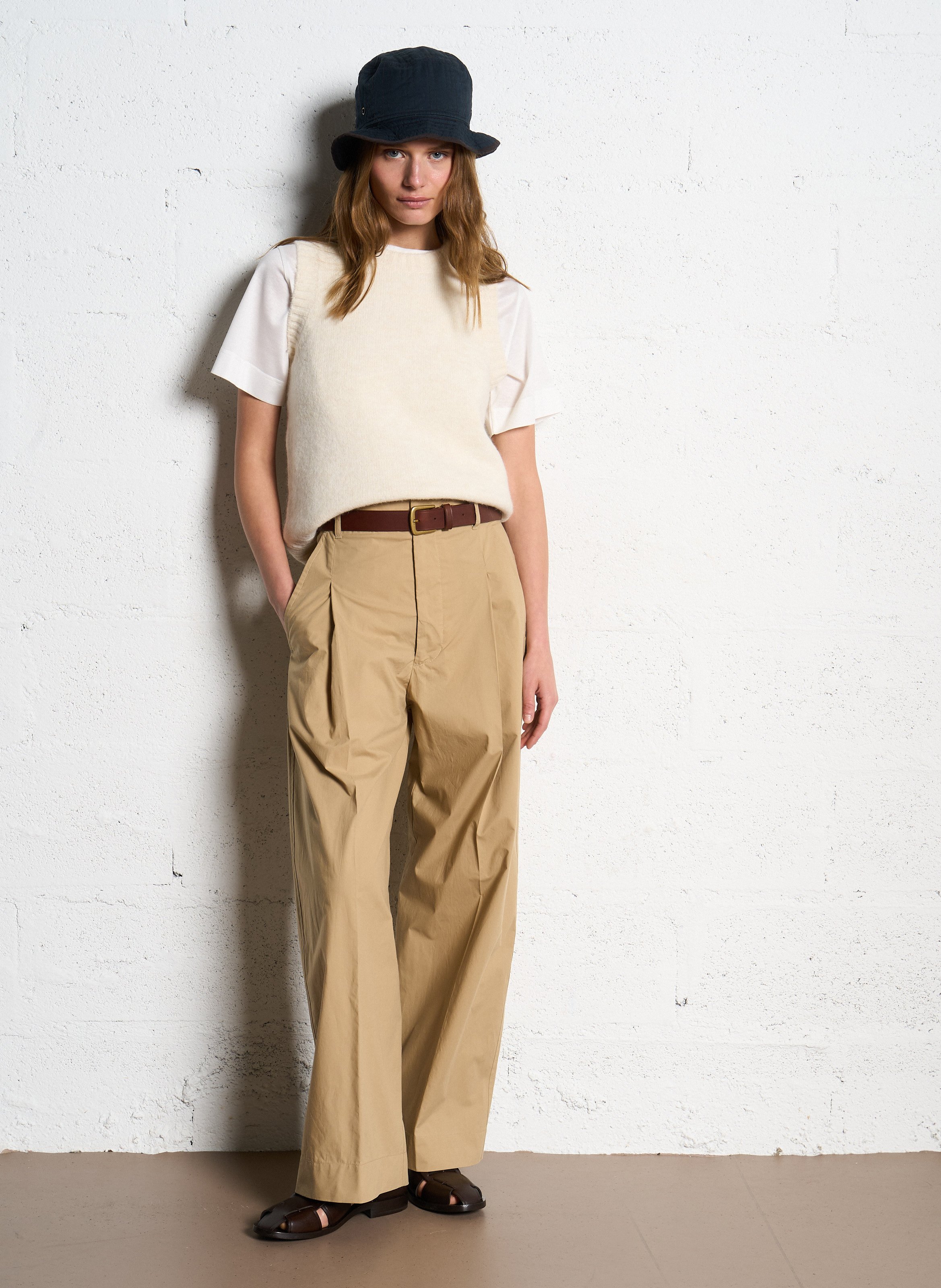 Tee shirt à col rond en coton   SOEUR Blanc