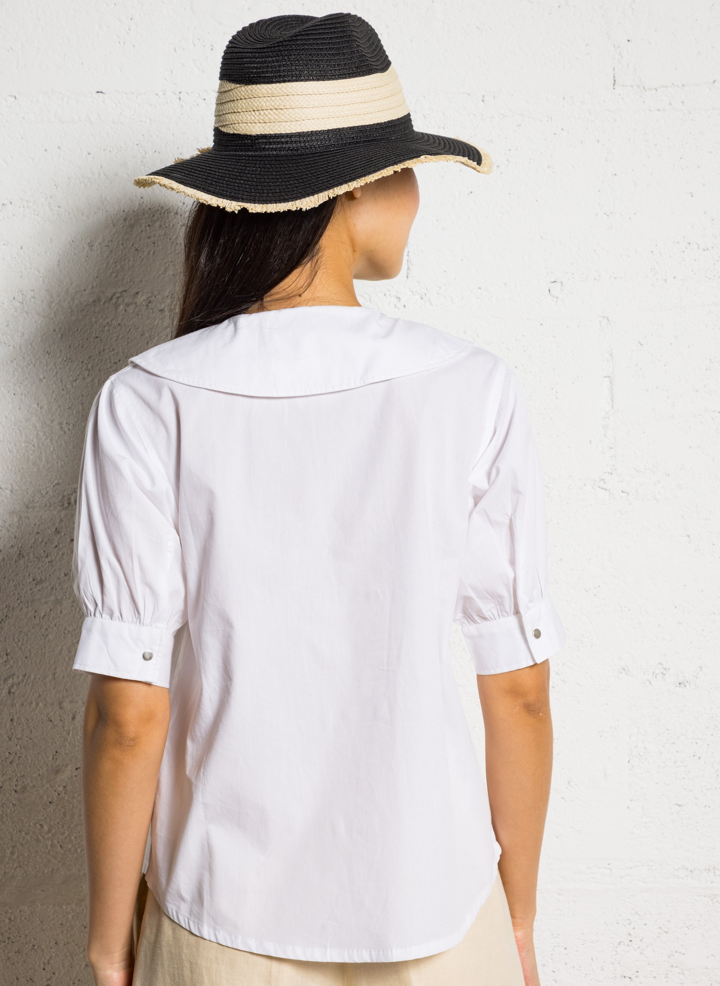 Straight-cut cotton shirt with Peter Pan collar THE TINY BIG SISTER White