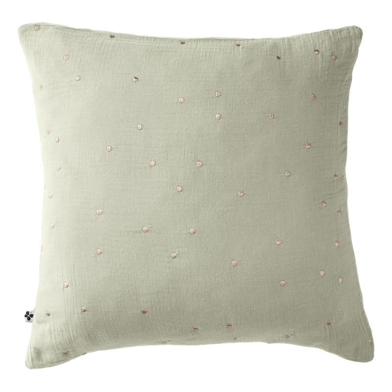 Cotton percale pillow case L'EFFET PAPILLON Green
