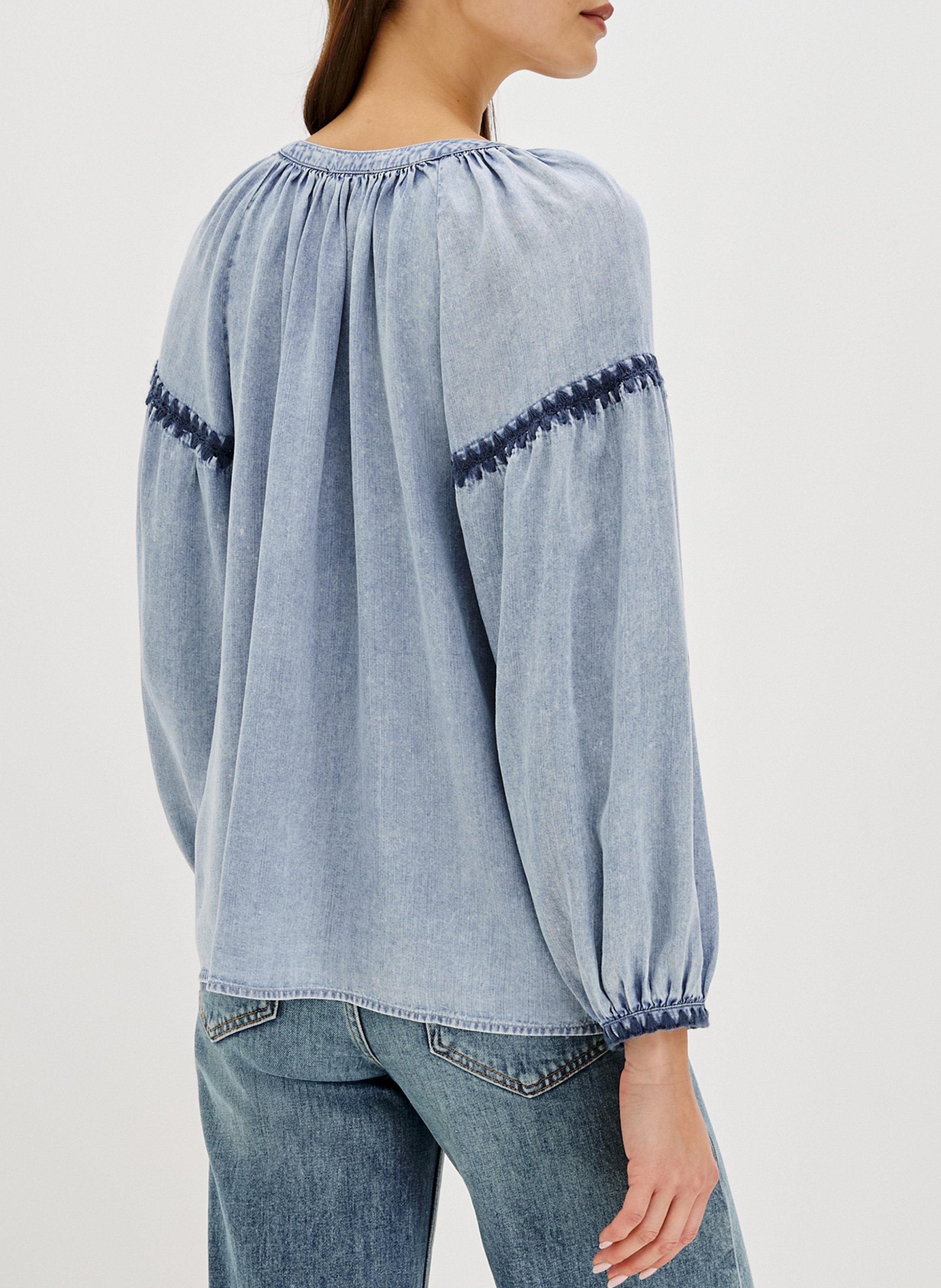 Weite Bluse mit Stickereien im Used-Look RAILS Blau