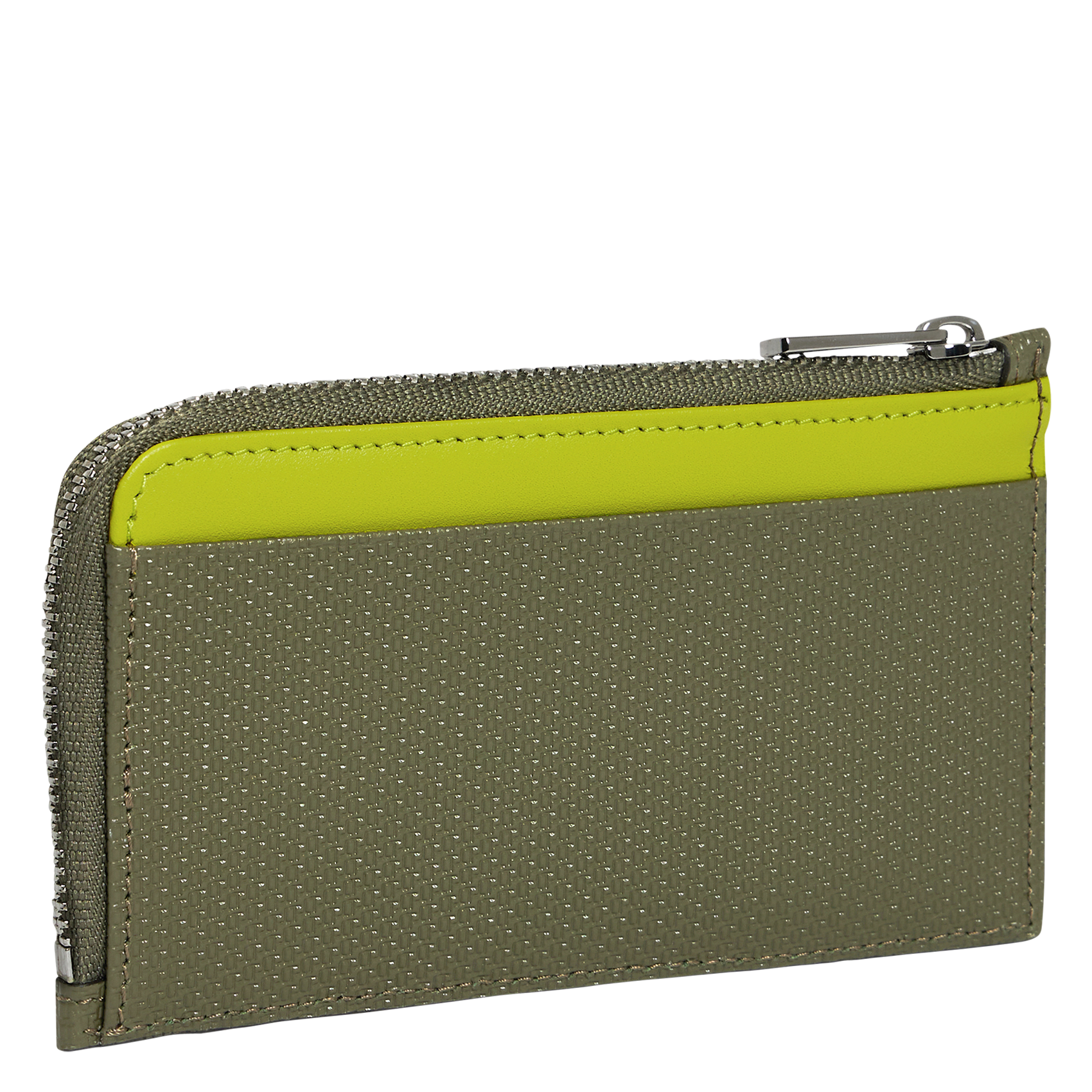 Leren pasjeshouder met ritsje en monogram LE TANNEUR Groen