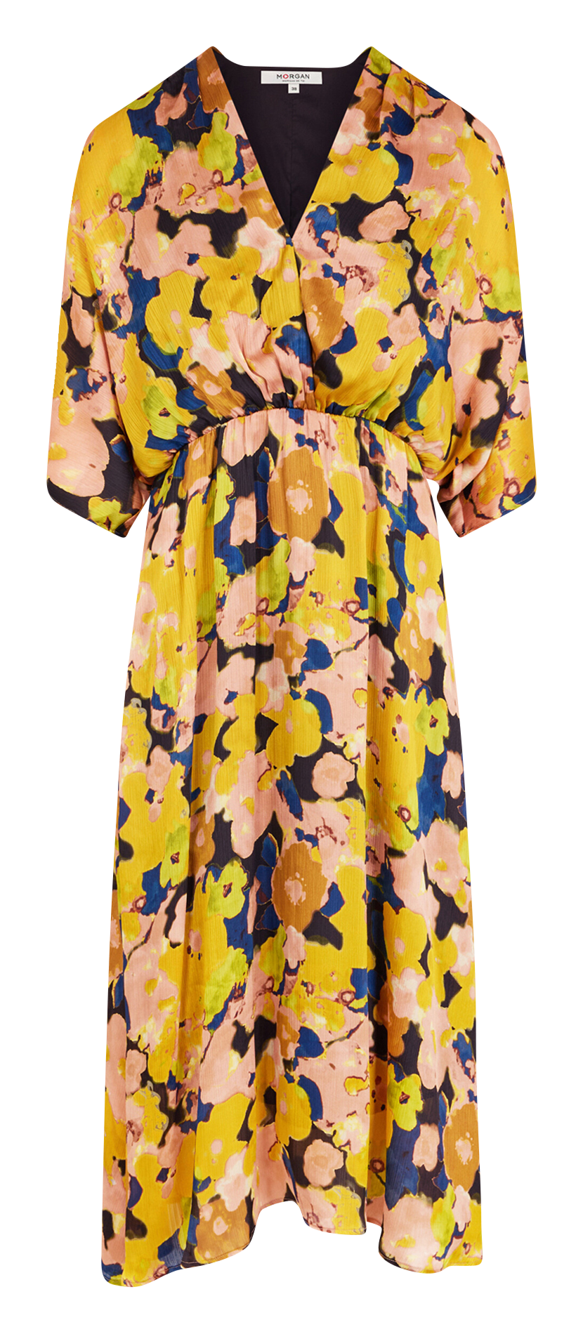 Robe midi col v à imprimé floral MORGAN Multicolore