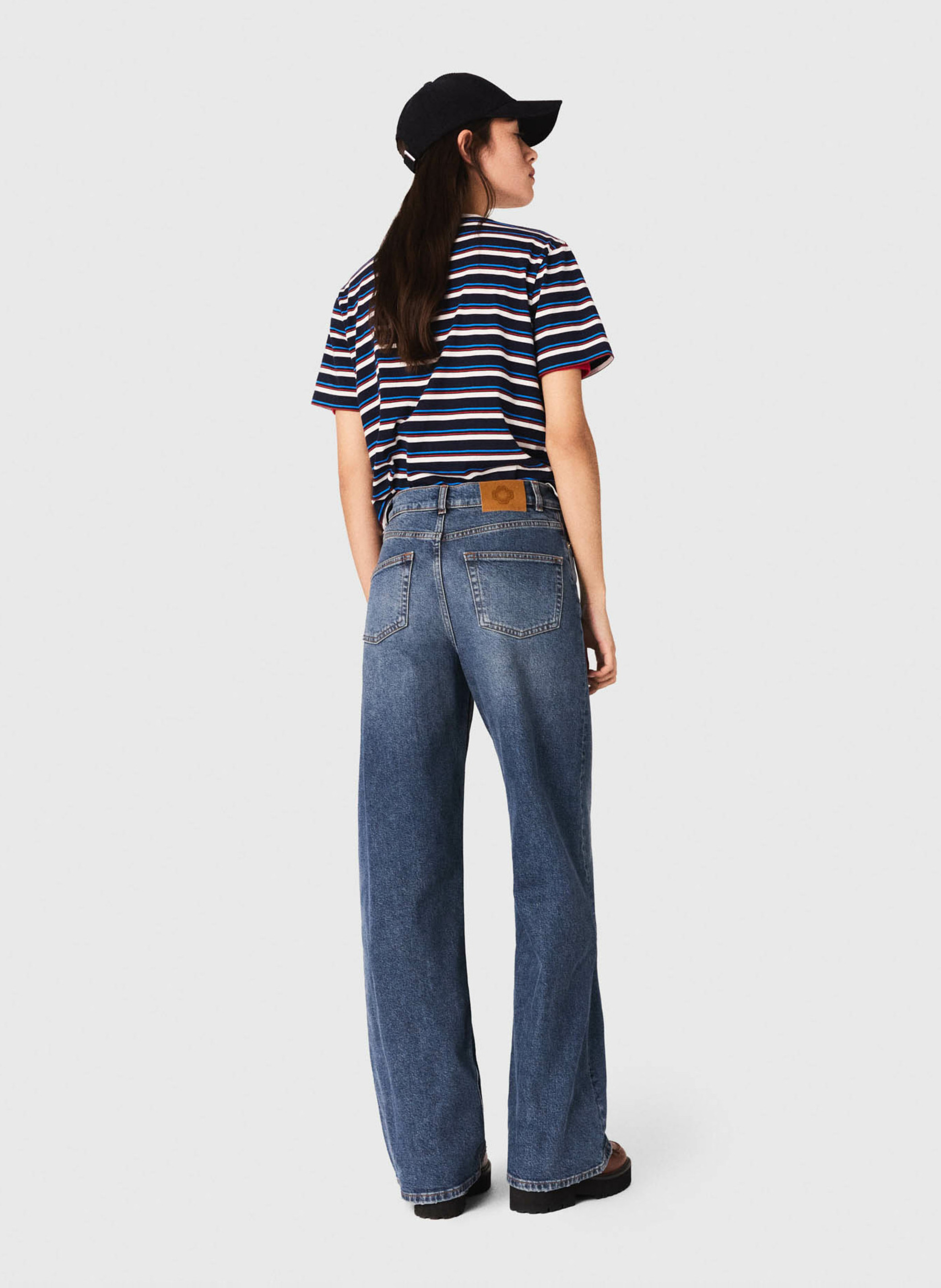 Wijde jeans - katoenblend MAJE Blauw