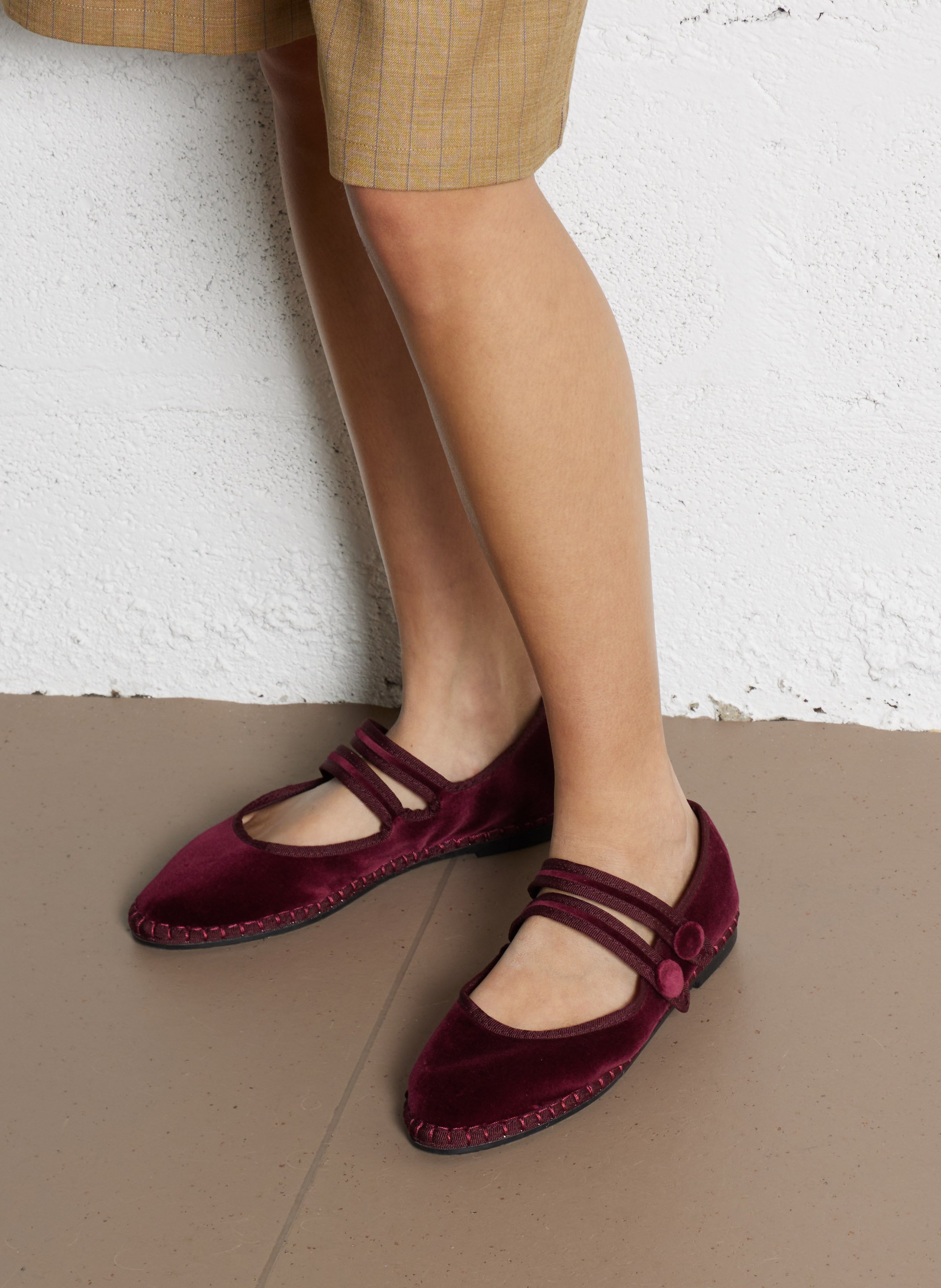 Cotton velvet ballet flats FLABELUS Red