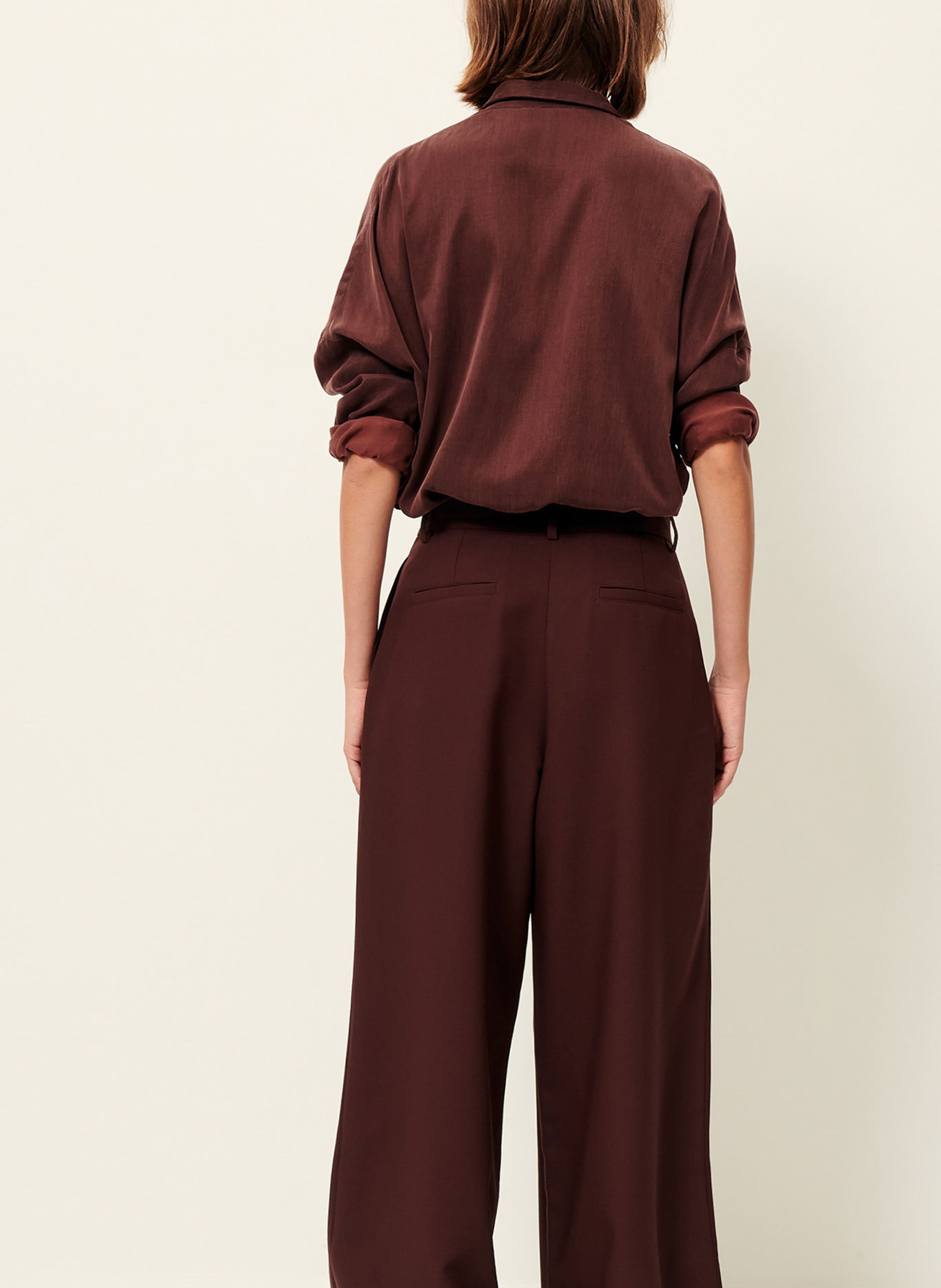 Chemise col classique satinée  SESSUN Marron