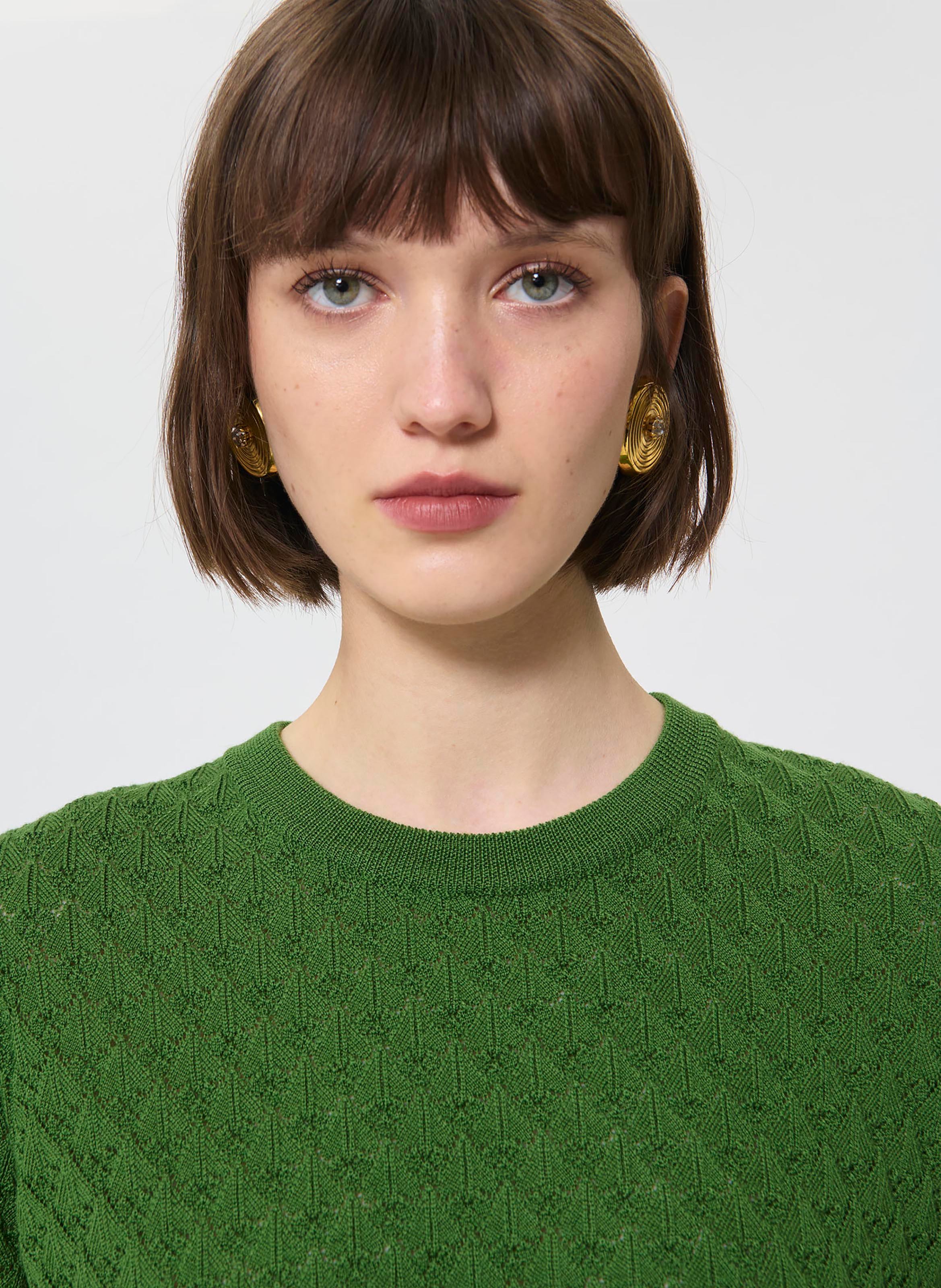 Pull manches courtes maille fantaisie TARA JARMON Vert