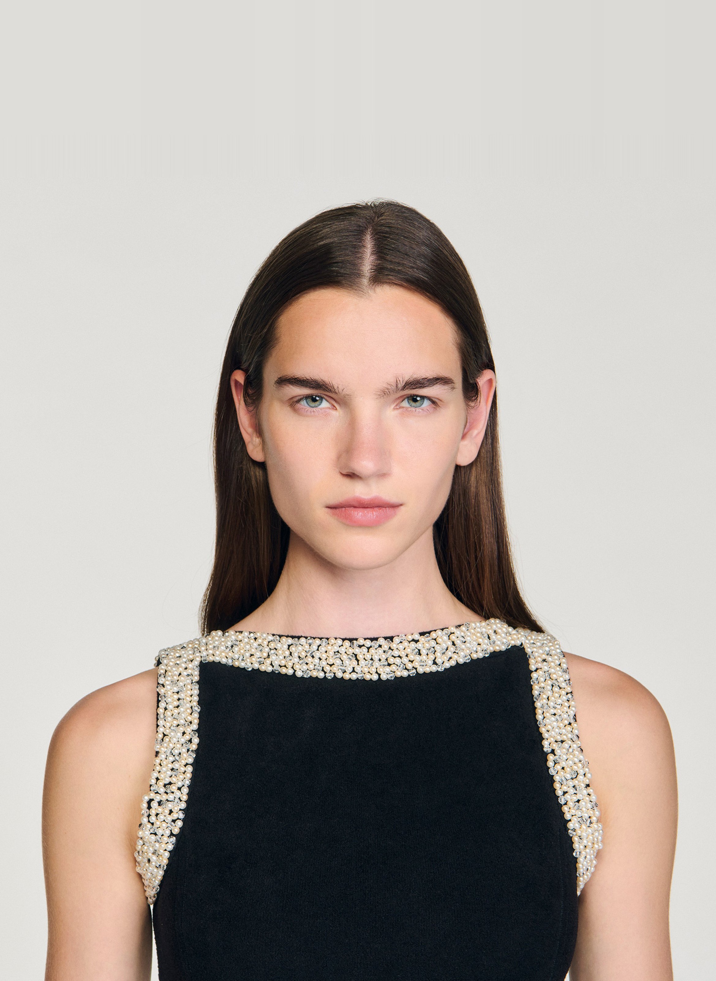 Robe courte col rond  SANDRO Noir