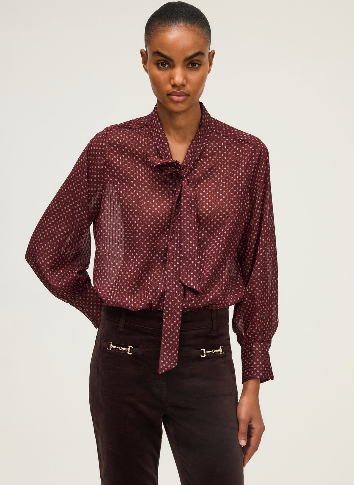 Chemise droite col lavallière imprimé PABLO Rouge