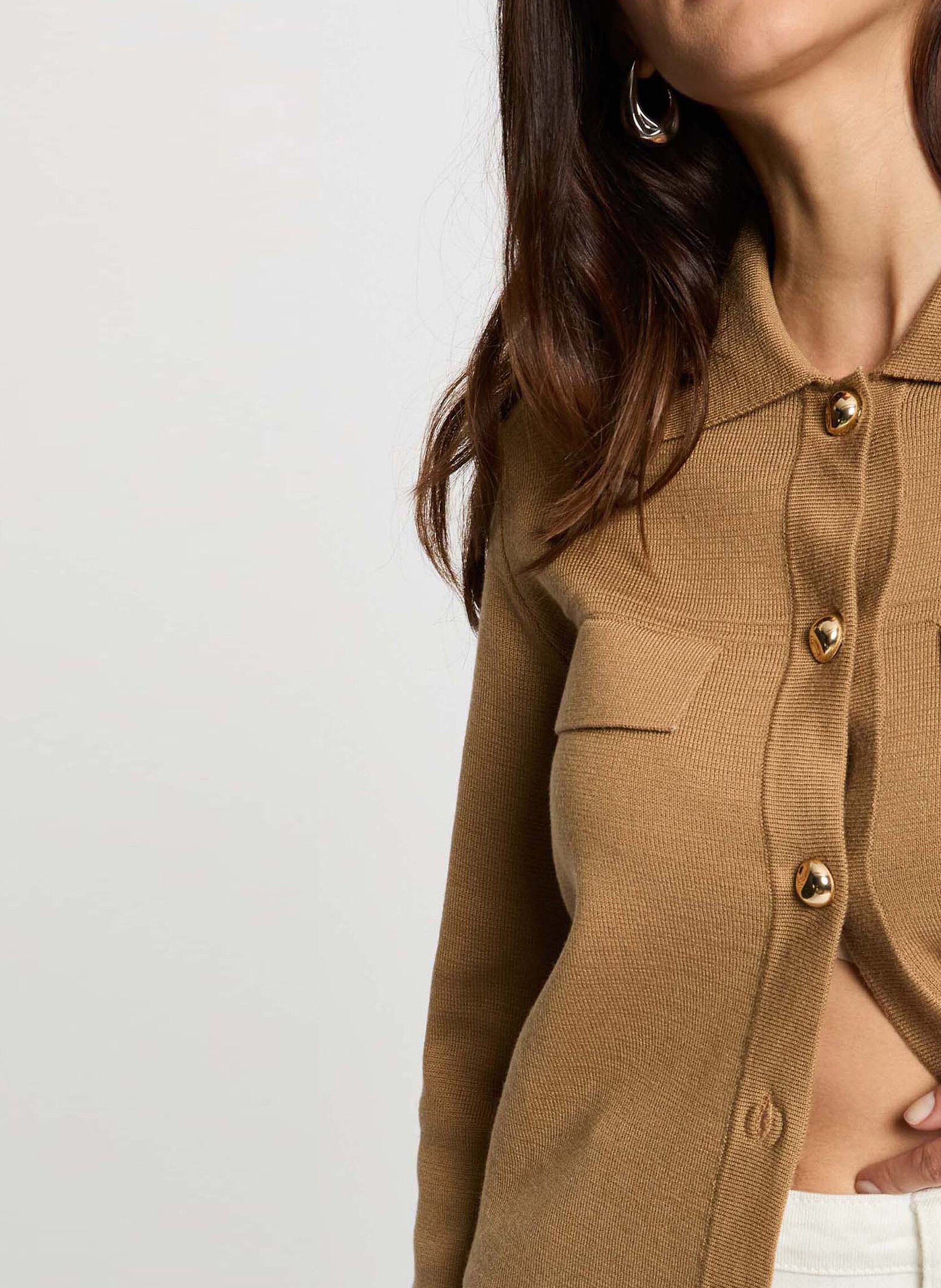 Strickjacke mit klassischem Kragen MORGAN Braun