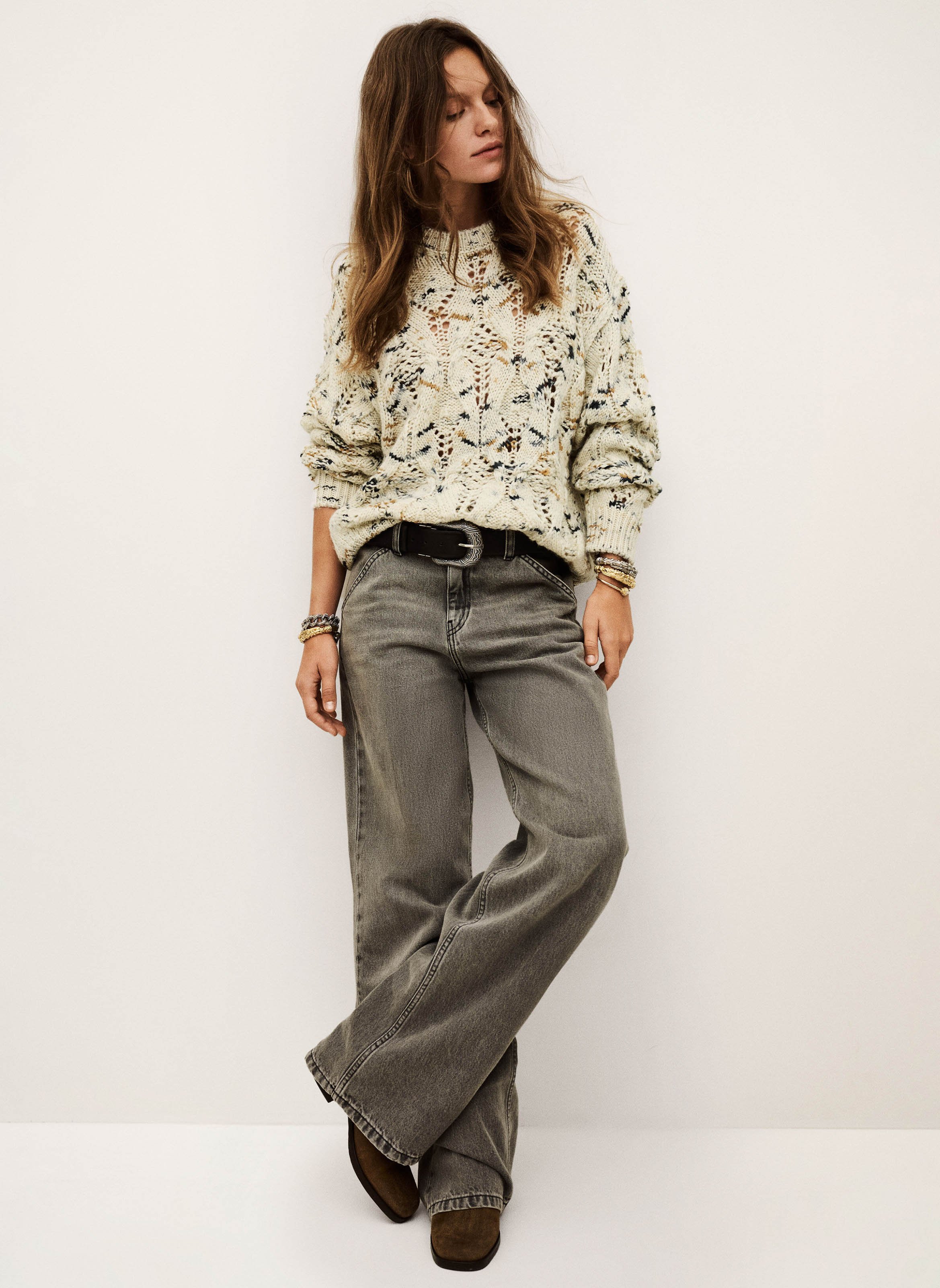 Pull col rond en laine BA&SH Multicolore