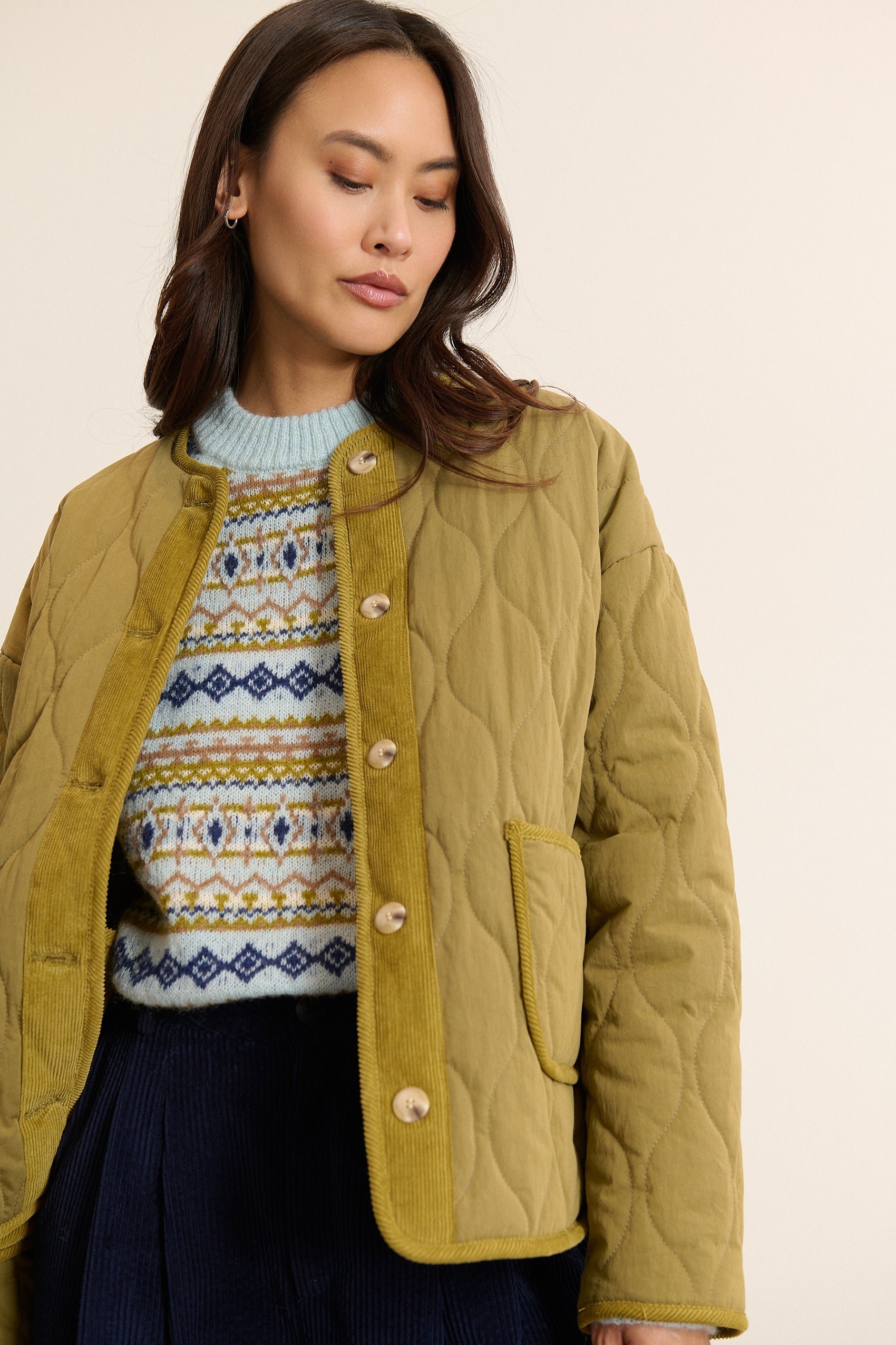 Reversible corduroy jacket GARANCE PARIS Green
