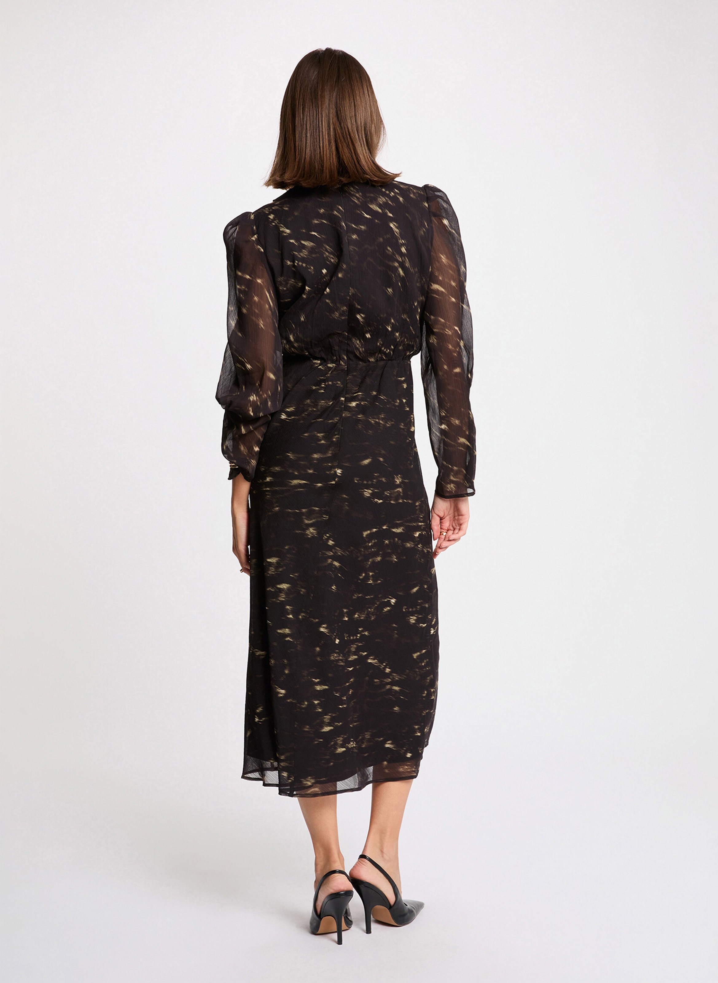 Robe longue évasée col V MORGAN Multicolore