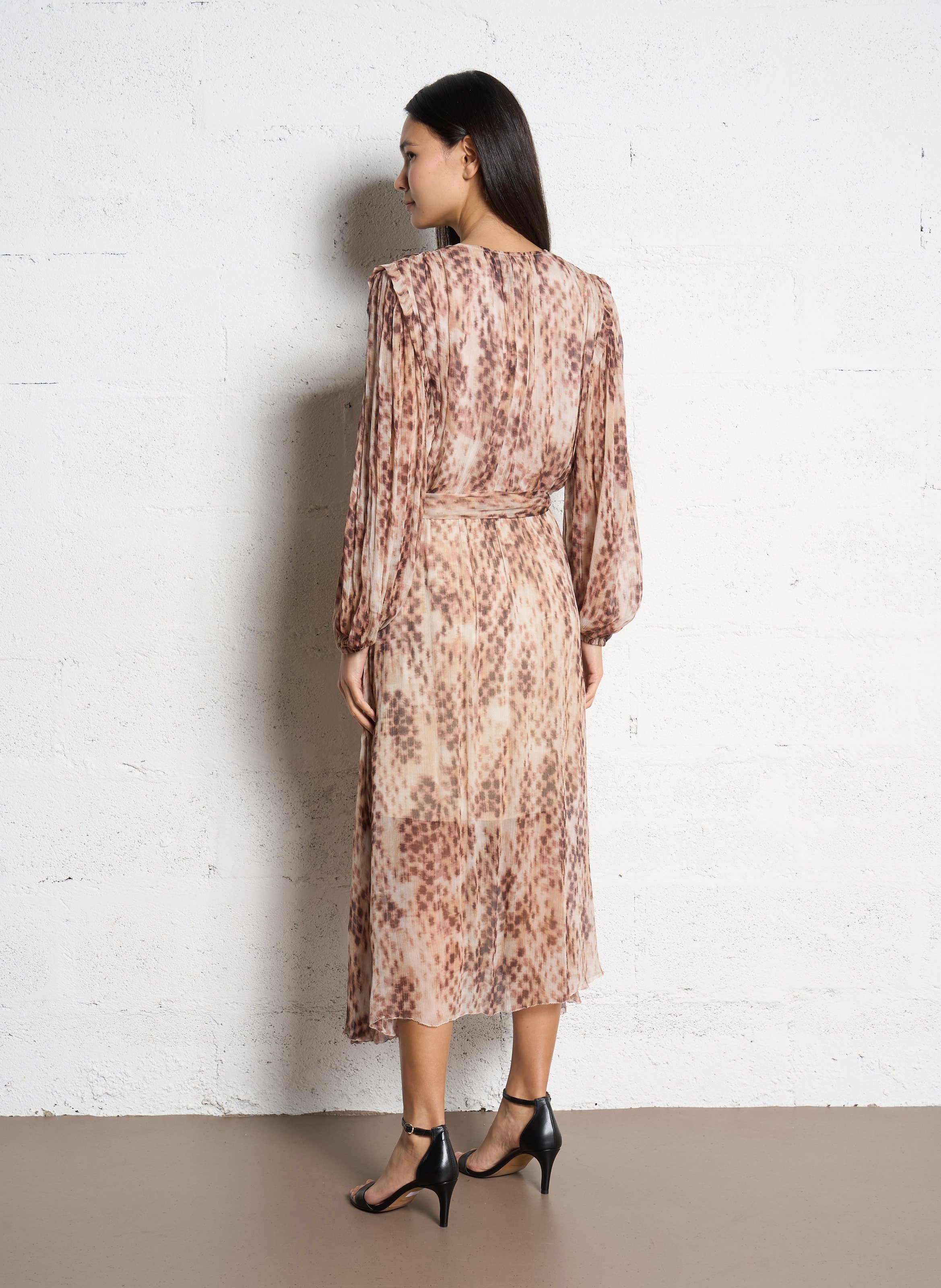 Flared V-neck maxi dress SUNCOO Beige