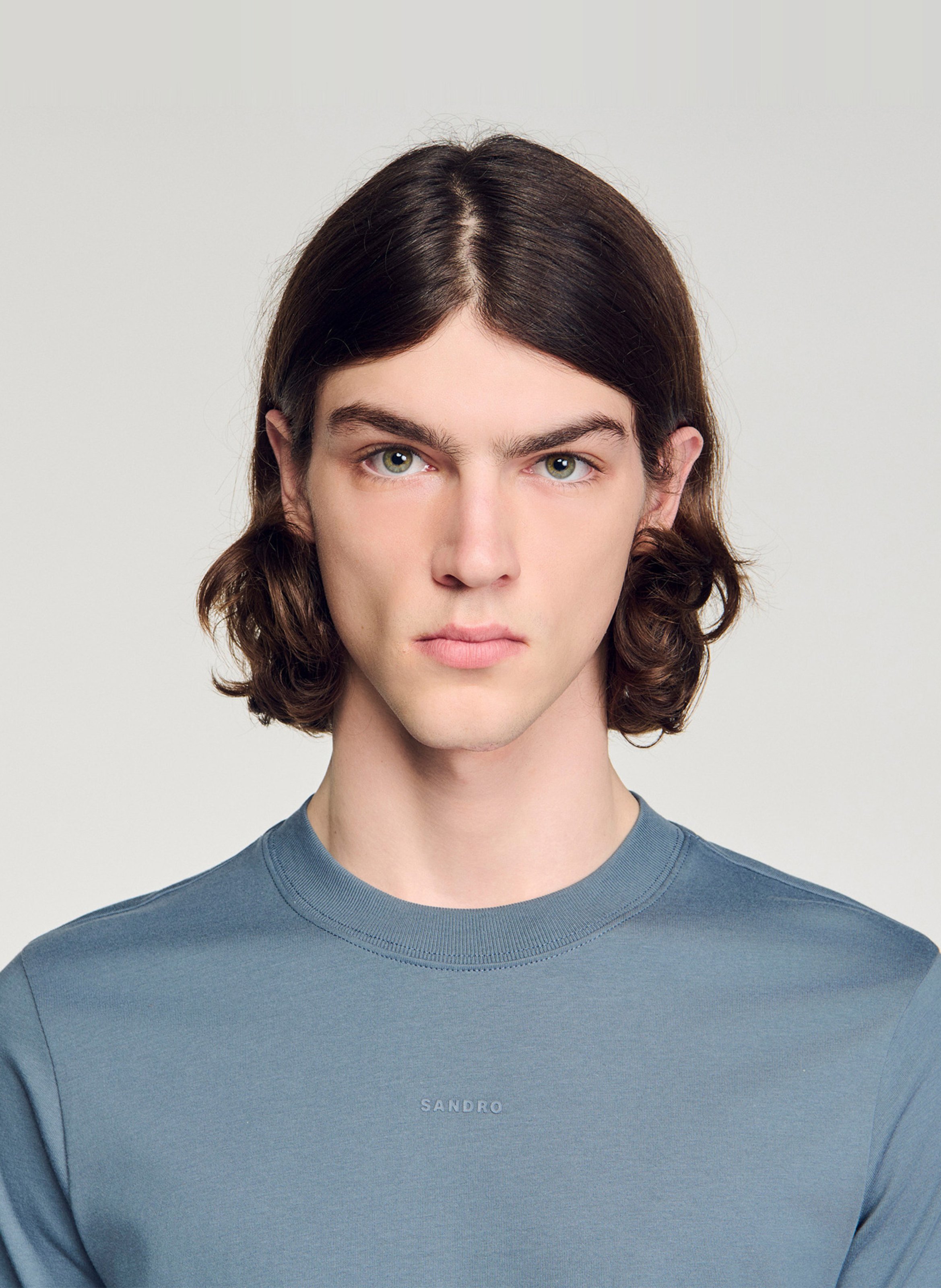 Tee-shirt col rond en coton SANDRO Gris