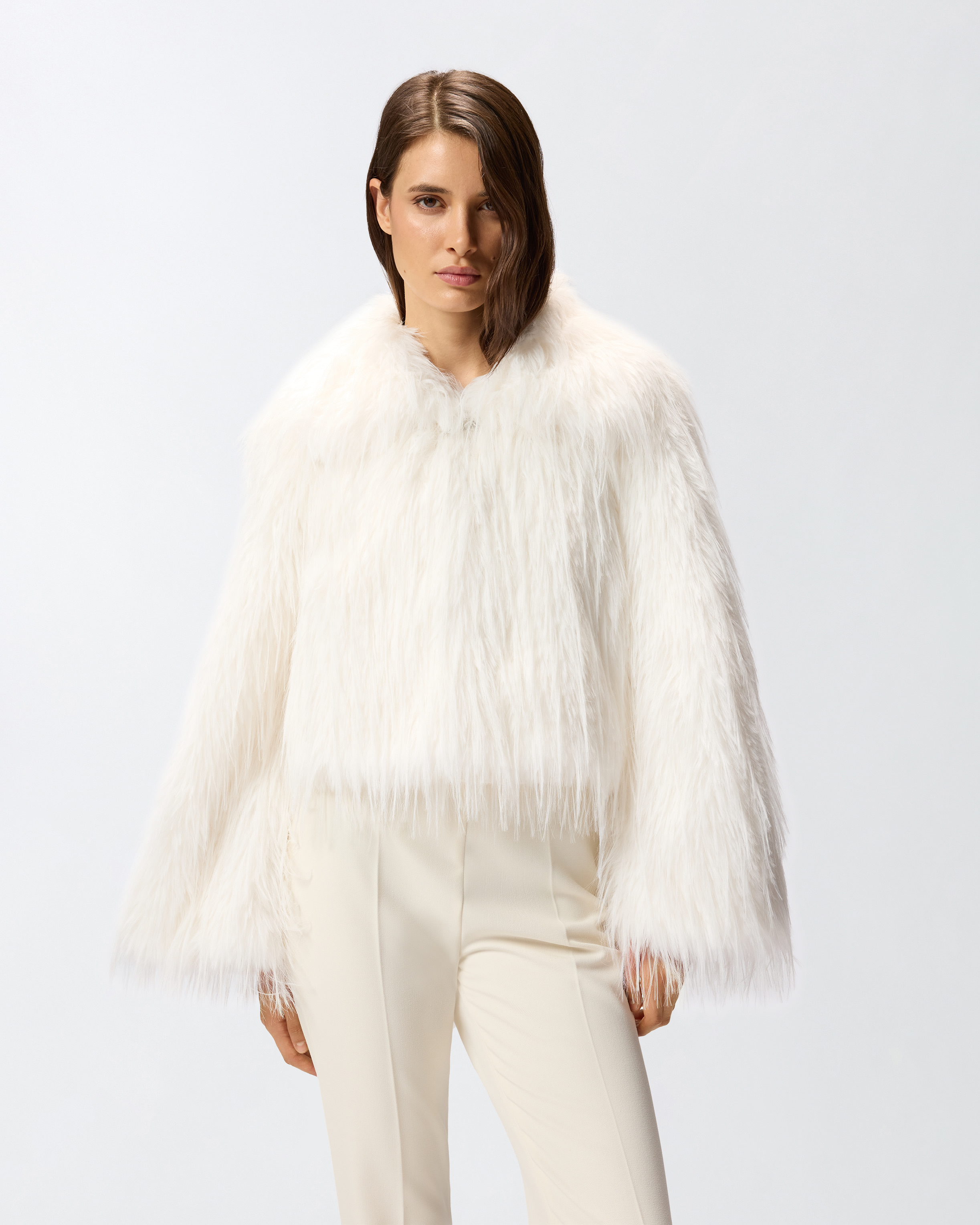 Faux fur coat PINKO White