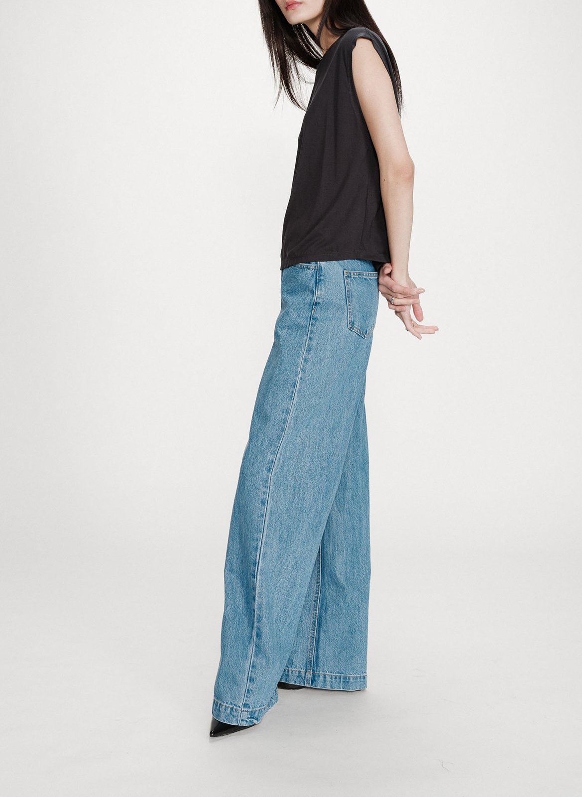 Top sans manches large uni GRACE ET MILA Noir