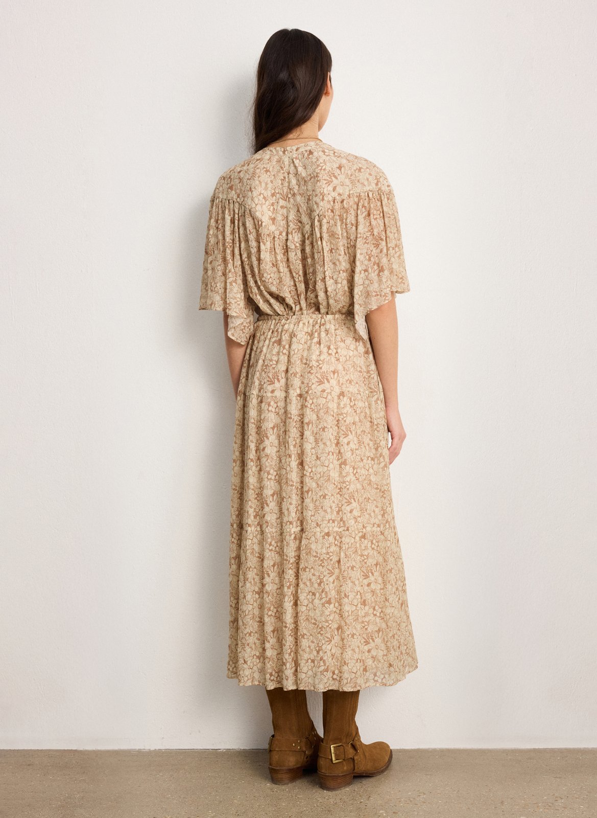 jupe midi à imprimé fleuri PABLO Beige