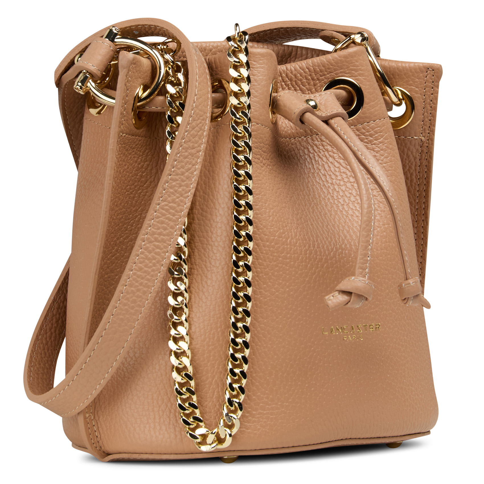 Lederen schoudertas met korrelige afwerking LANCASTER PARIS Beige