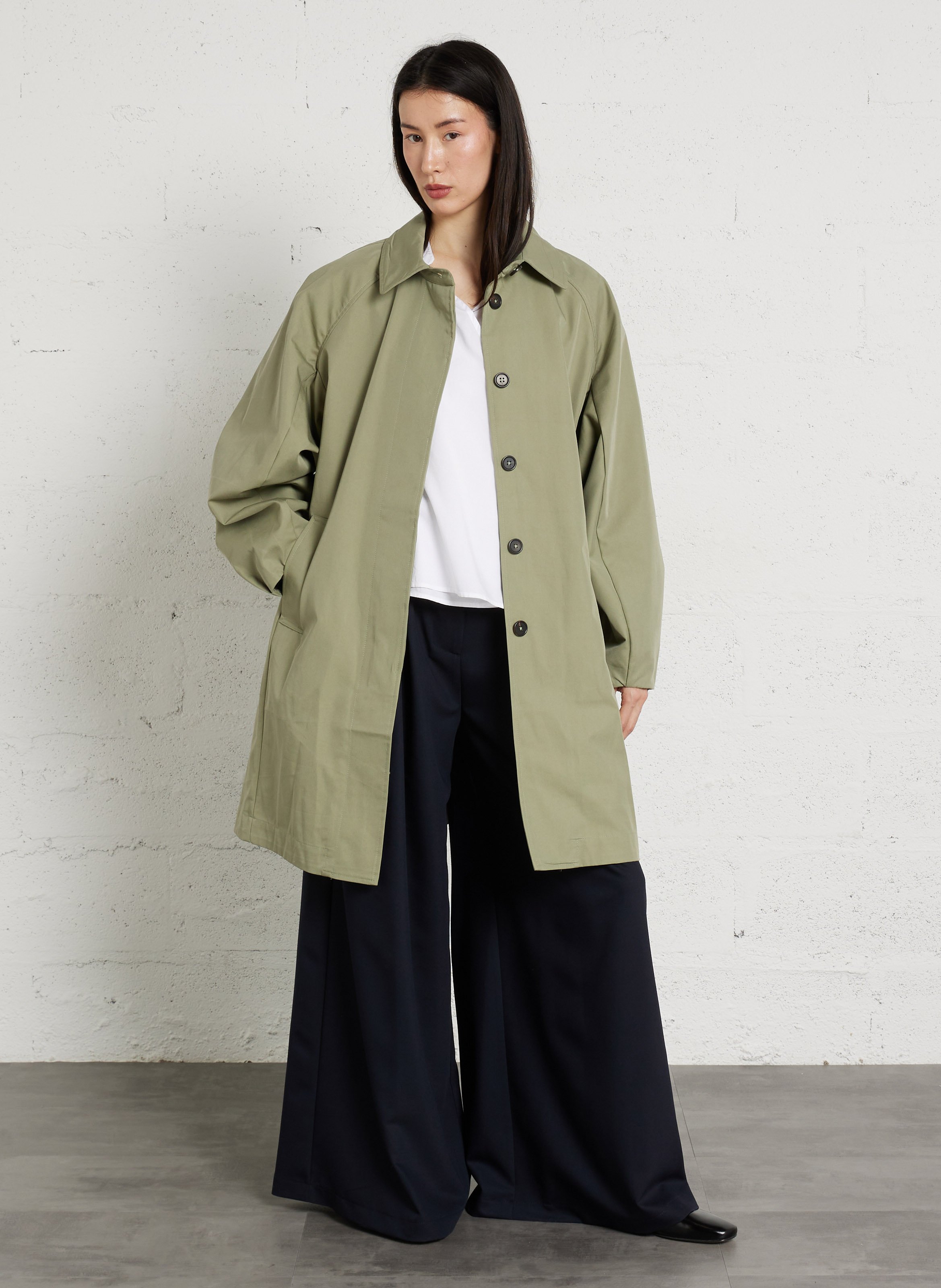 Manteau col classique en coton mélangé BELLEROSE Vert