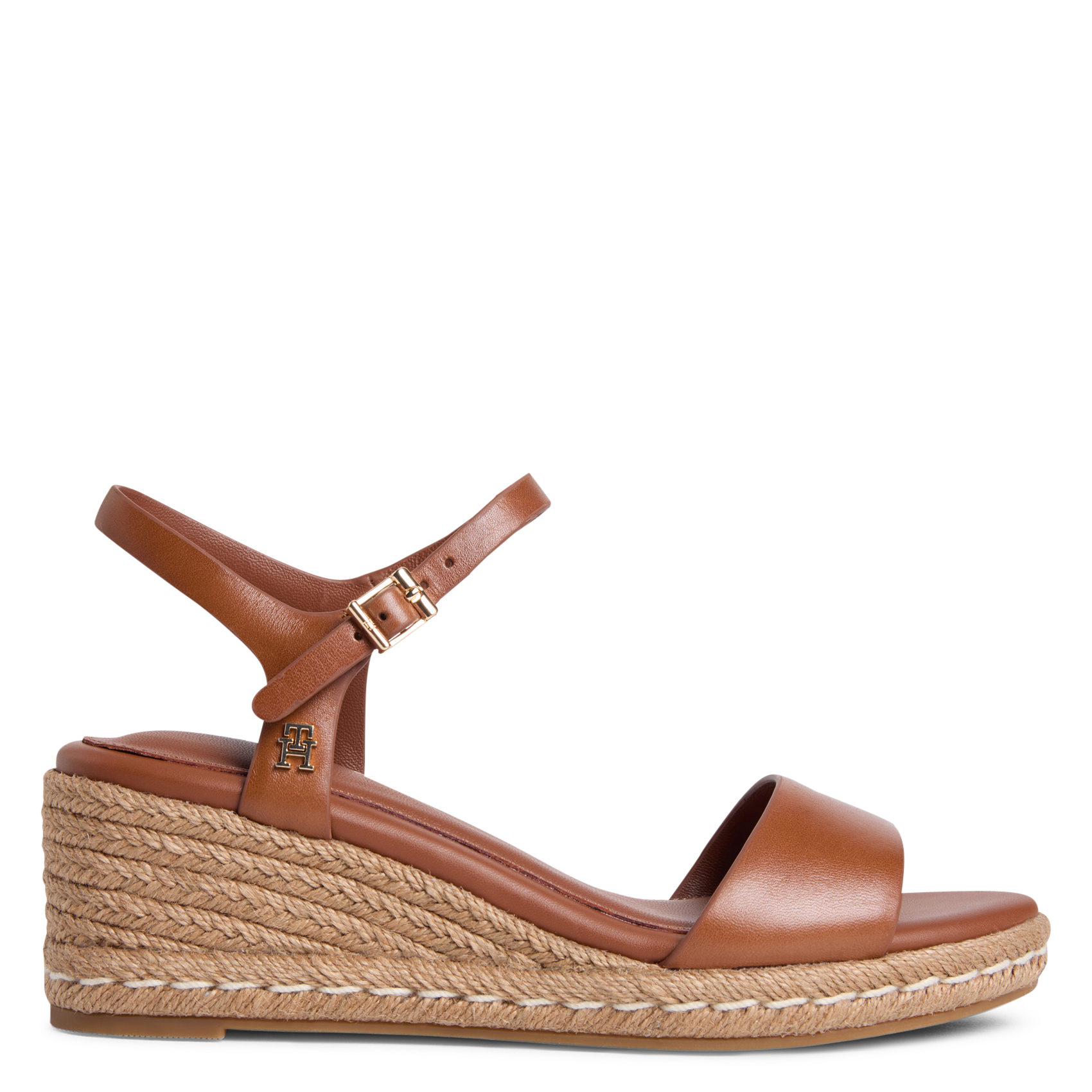 Solid leather wedge sandals TOMMY HILFIGER Brown