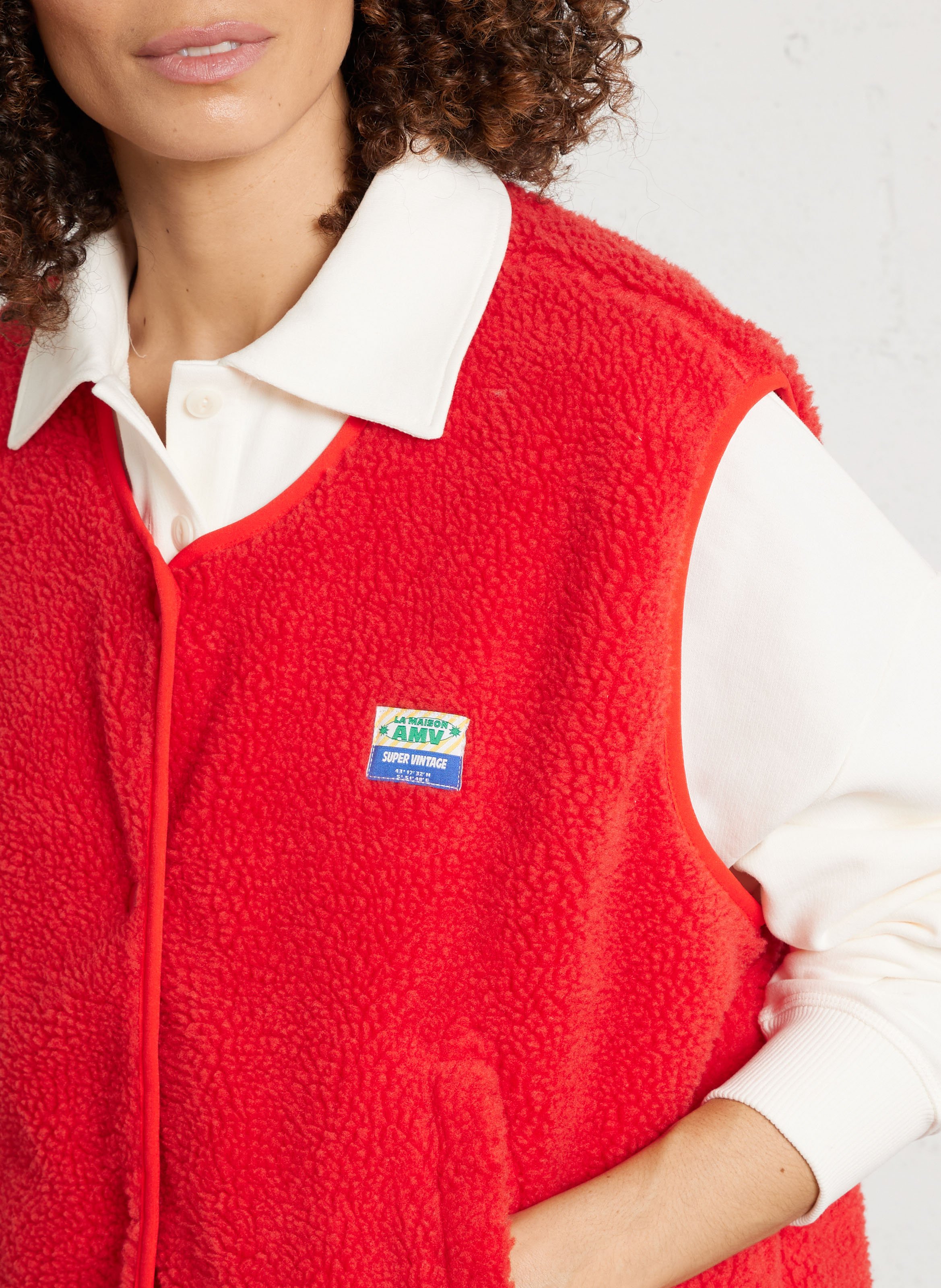 Gilet col rond molletonné sans manches AMERICAN VINTAGE Rouge