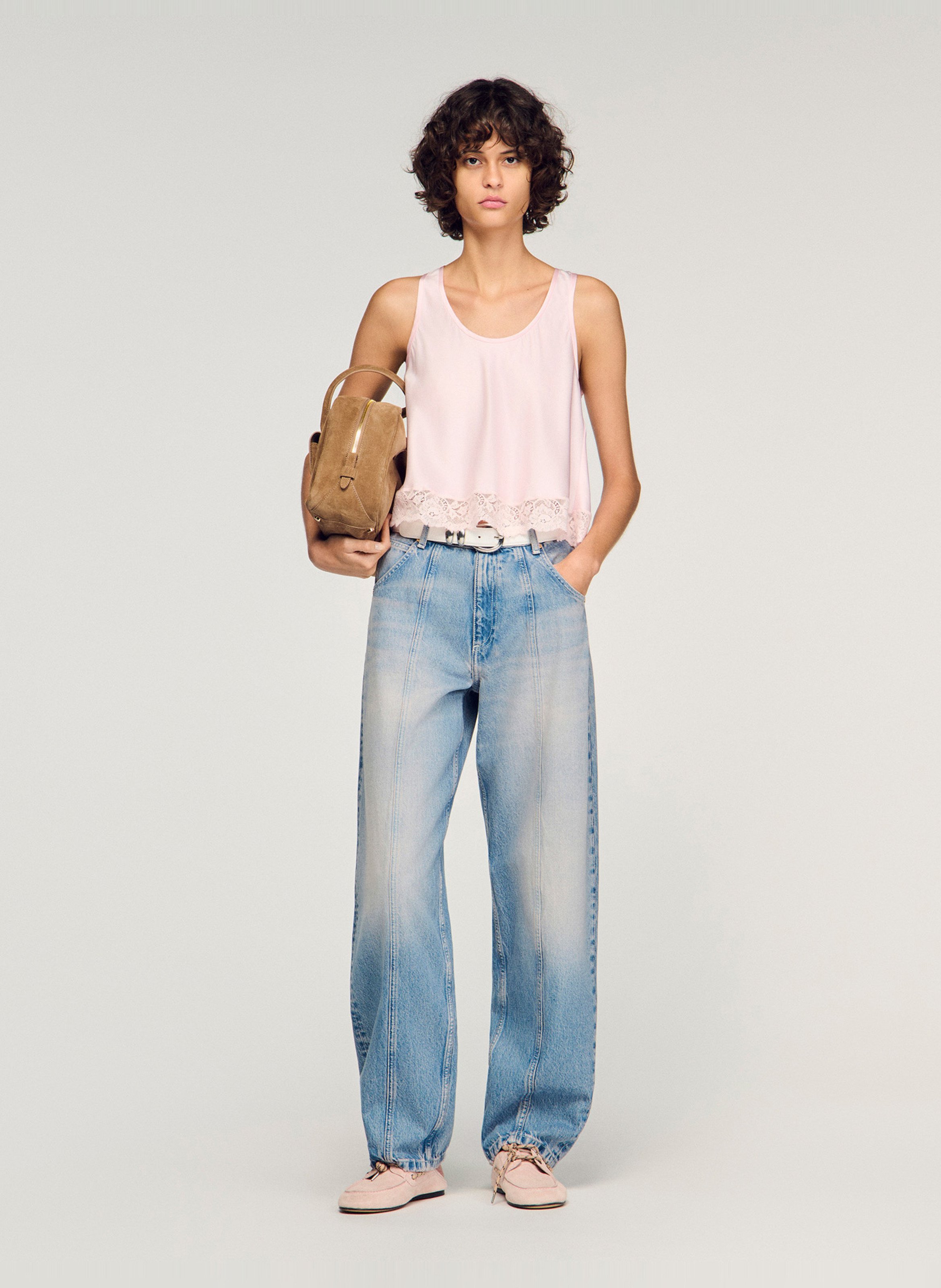 Jean large en coton SANDRO Bleu