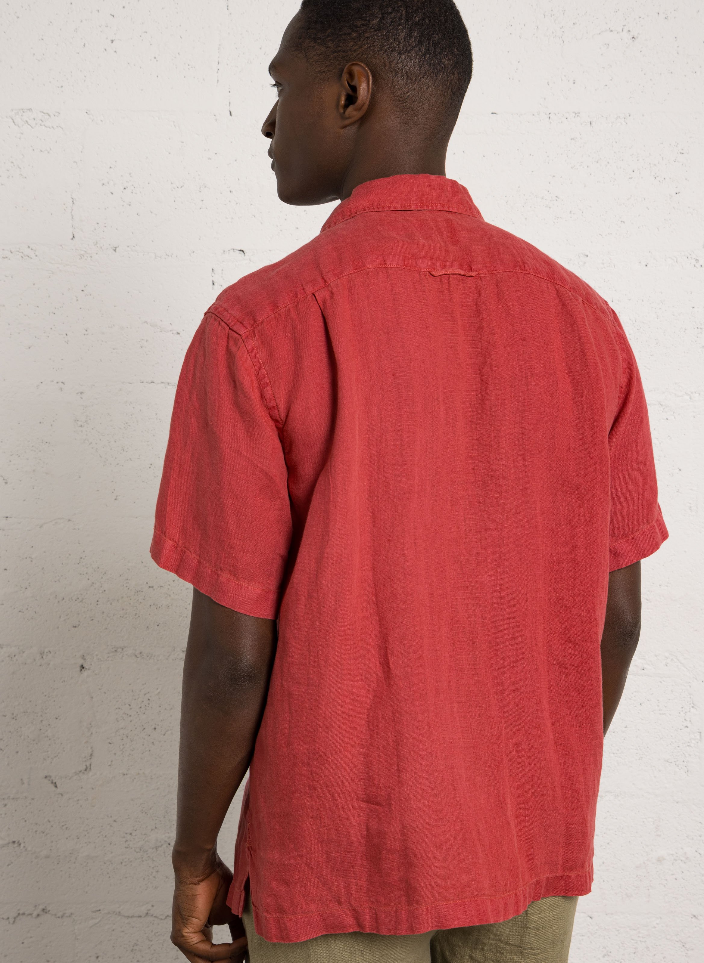 Chemise col classique en lin GANT Rouge