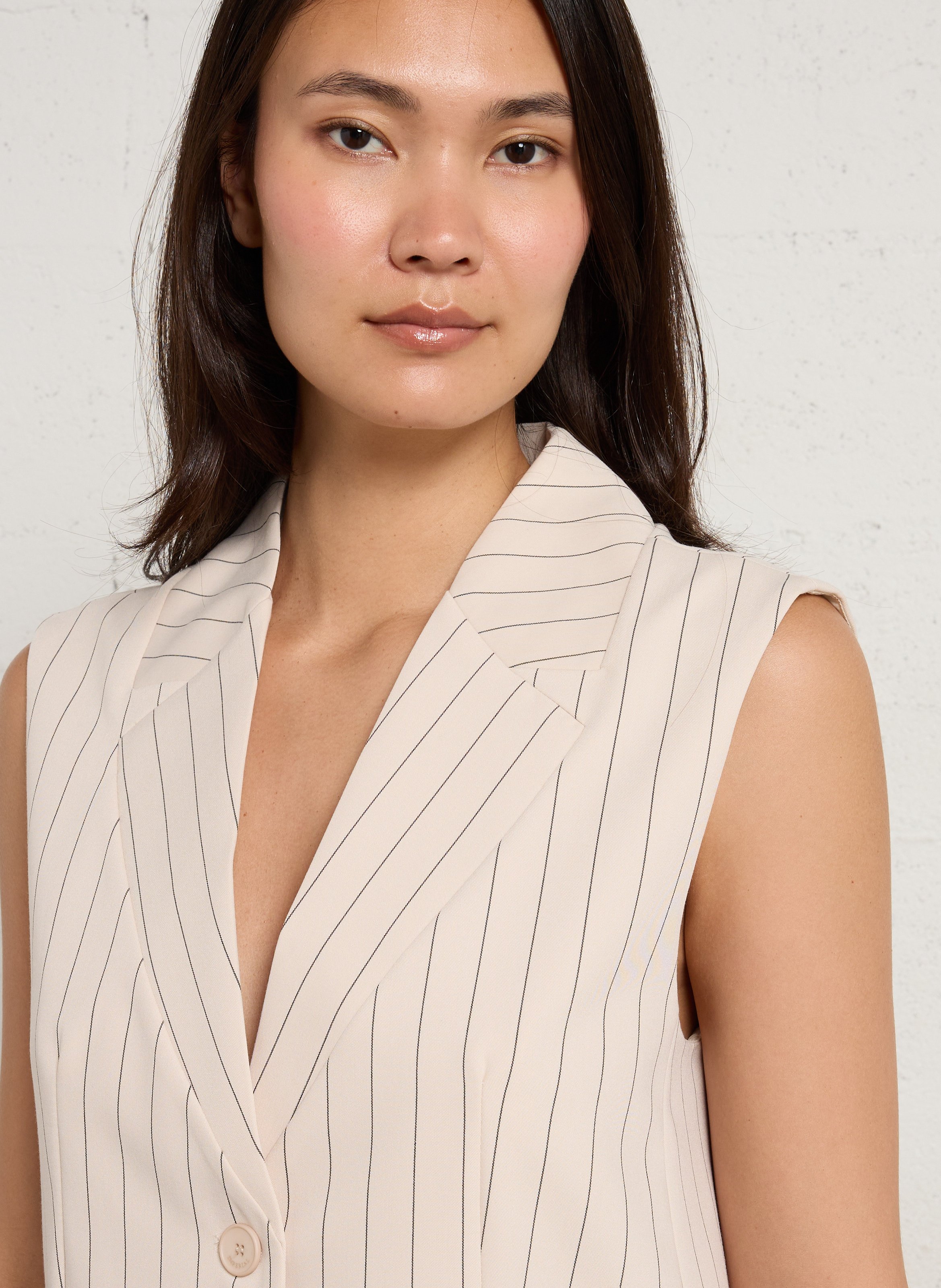 Striped sleeveless tailored jacket IMPERIAL Beige