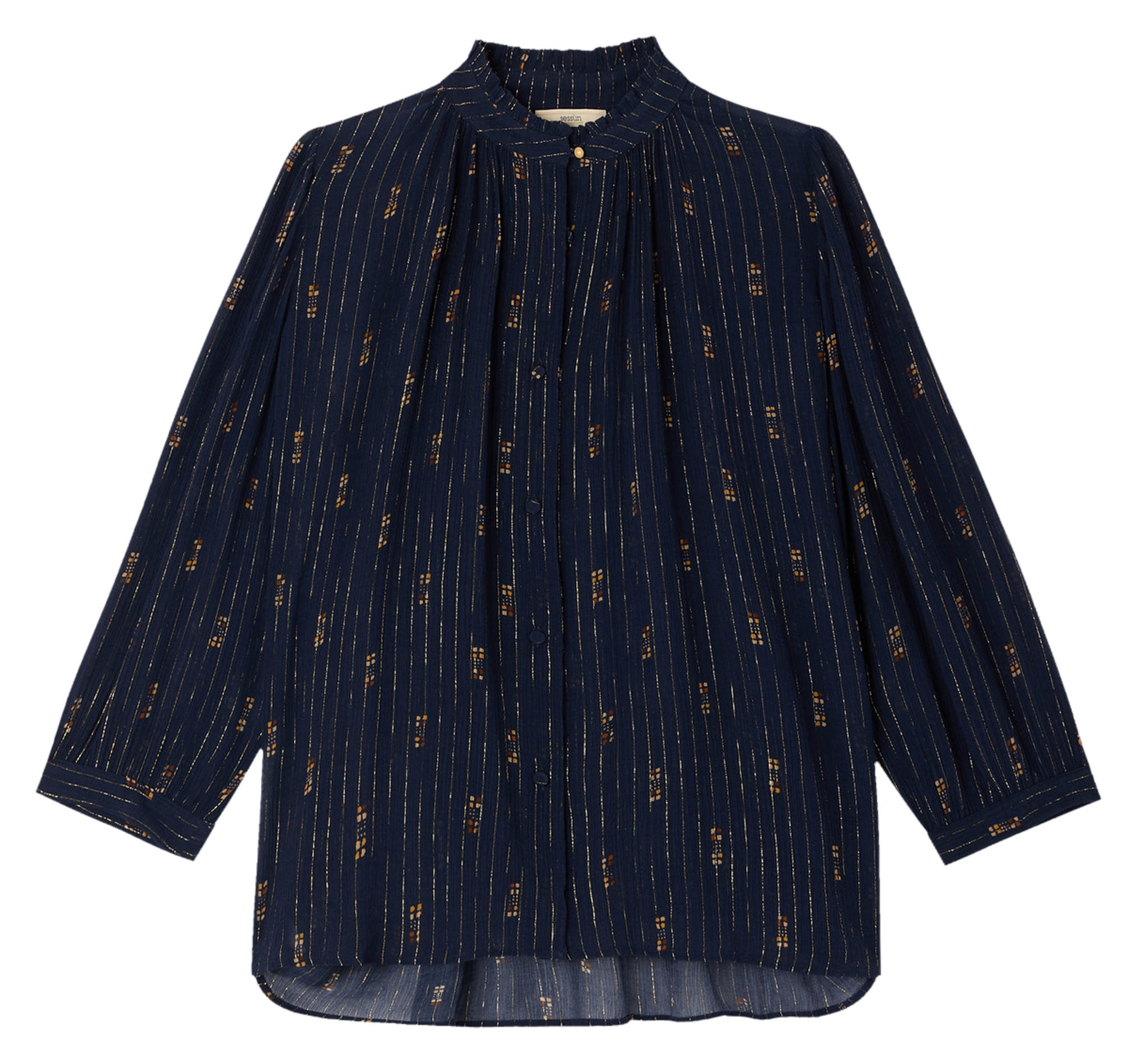 Printed and ruffled blouse SESSUN Blue
