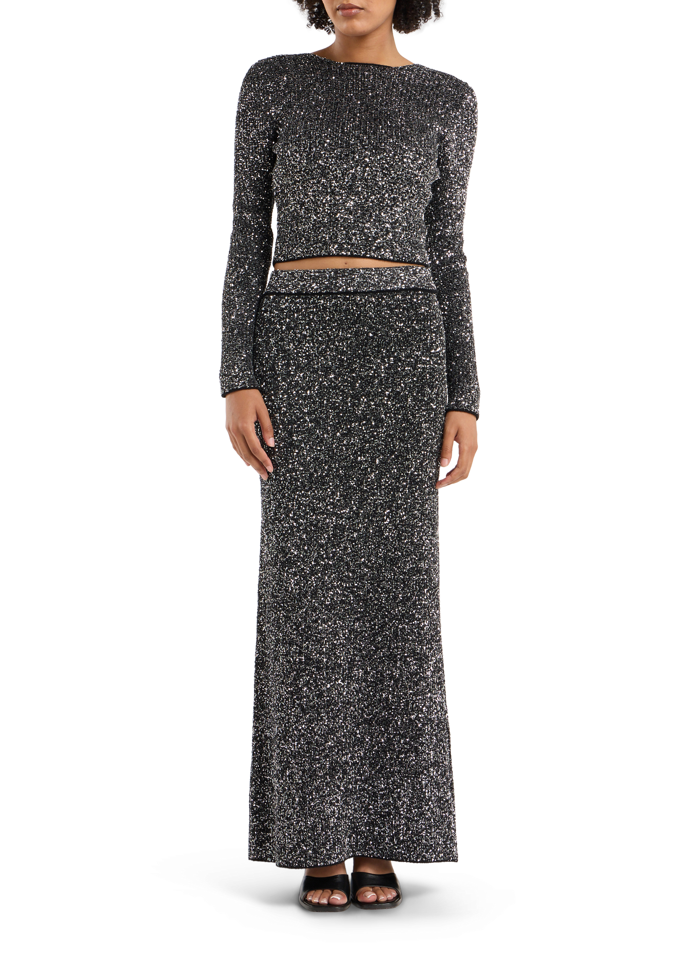Long skirt with sequins SAISON 1865 Silver