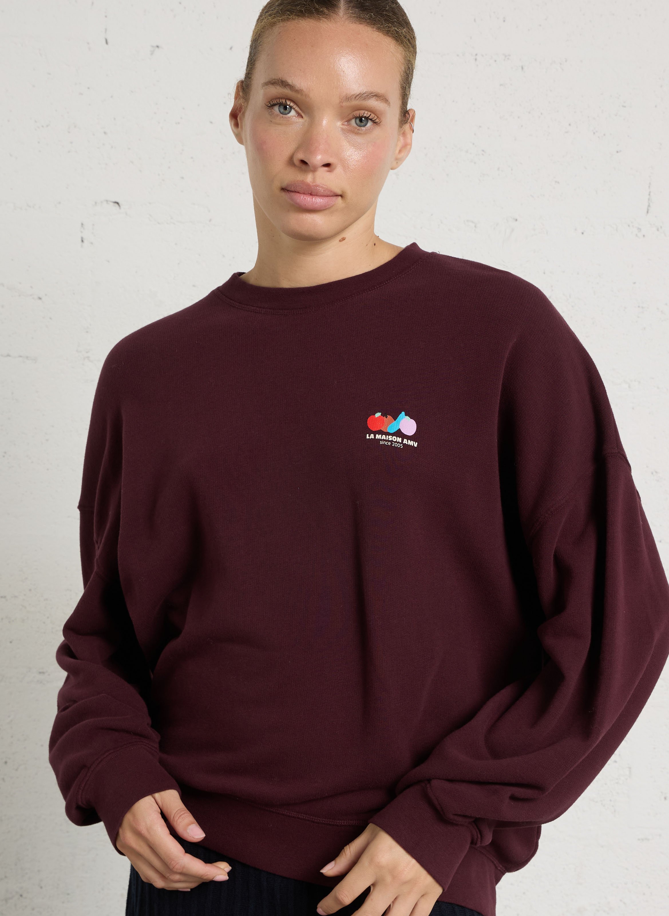 Oversized cotton-blend sweatshirt with round neck AMERICAN VINTAGE Red