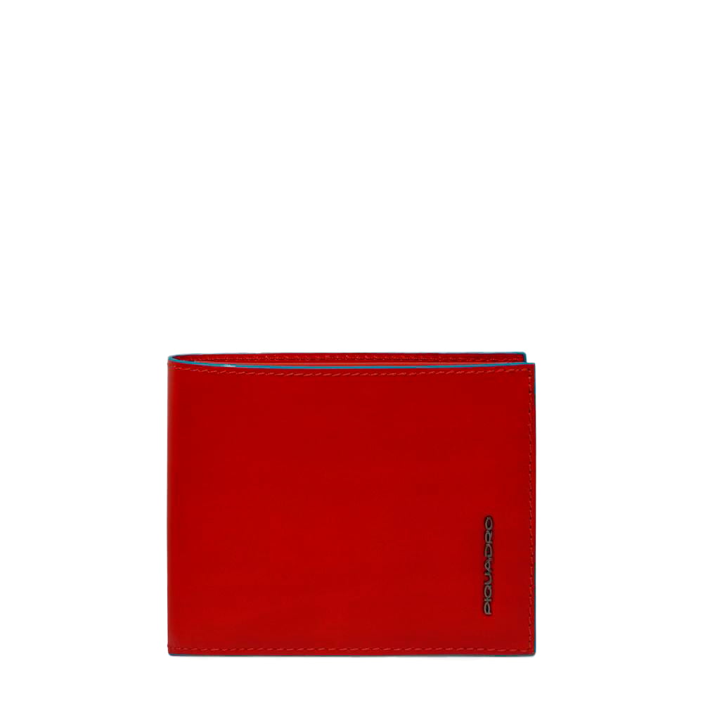 Men's leather wallet with ID card holder, coin pocket, credit card slots, and RFID protection PIQUADRO