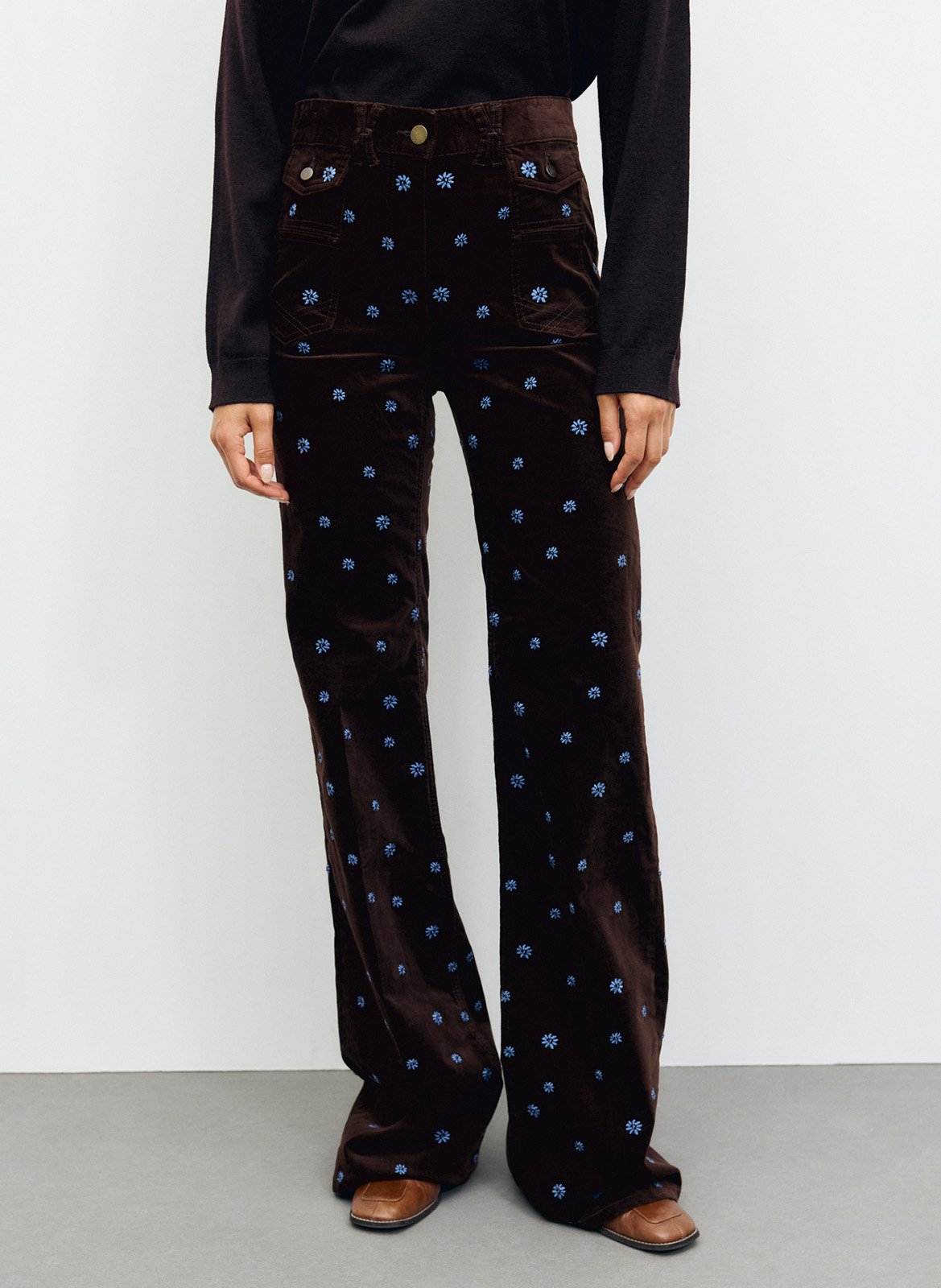 Gerade Samthose mit Stickereien GERARD DAREL Braun