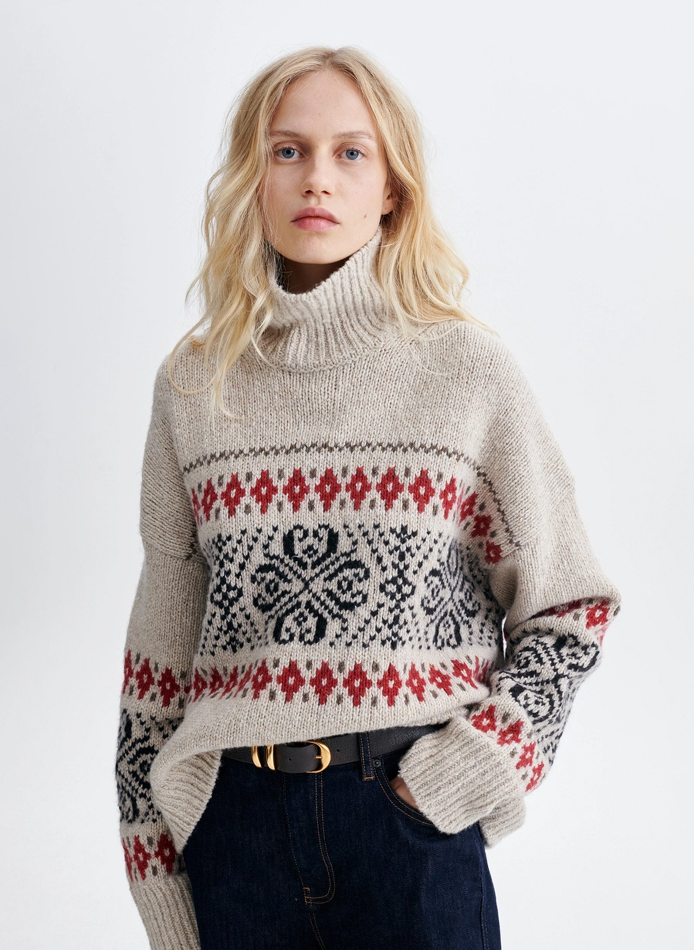 Pullover aus Wollmix mit Stehkragen und Print VANESSA BRUNO